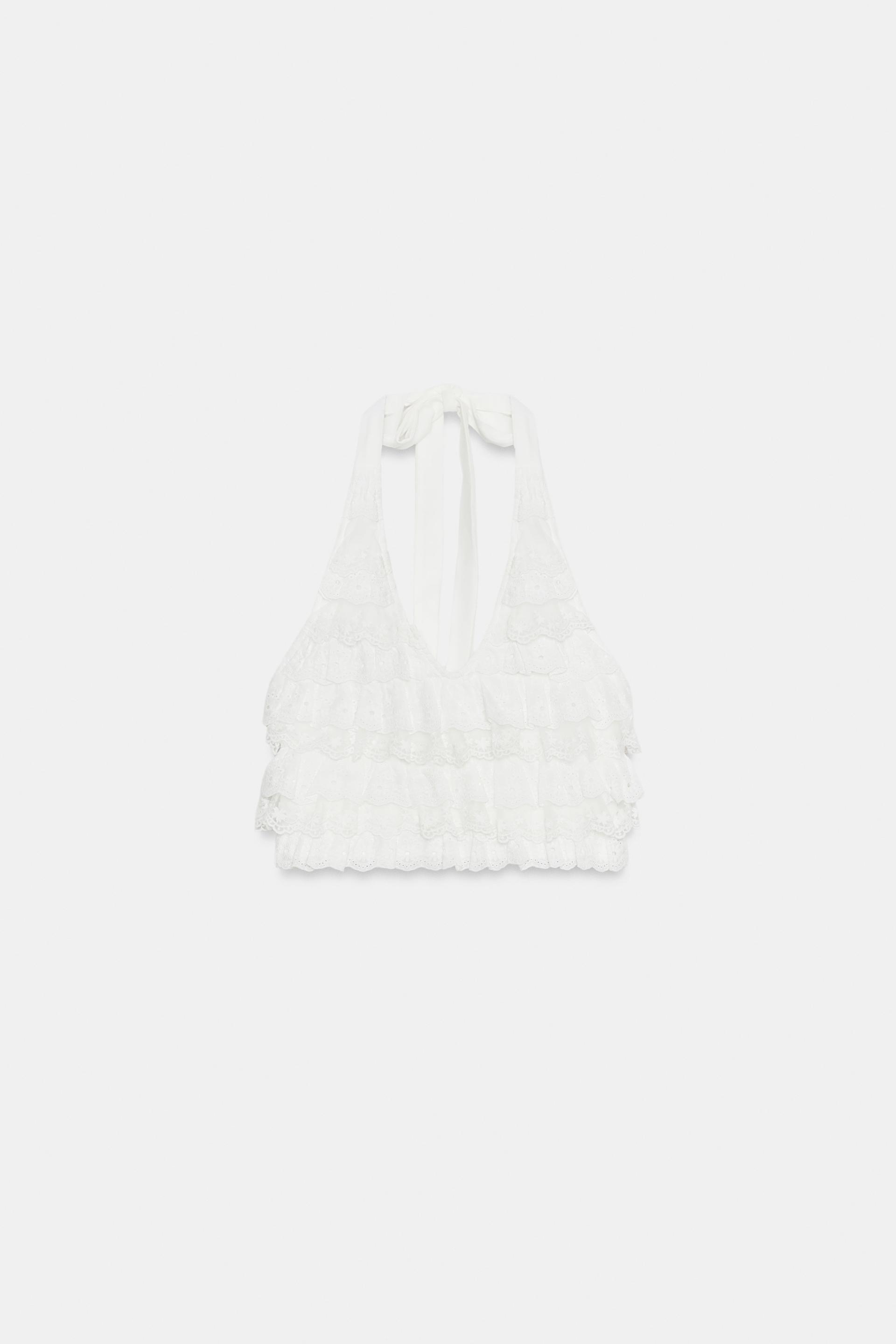 RUFFLED HALTER TOP by ZARA
