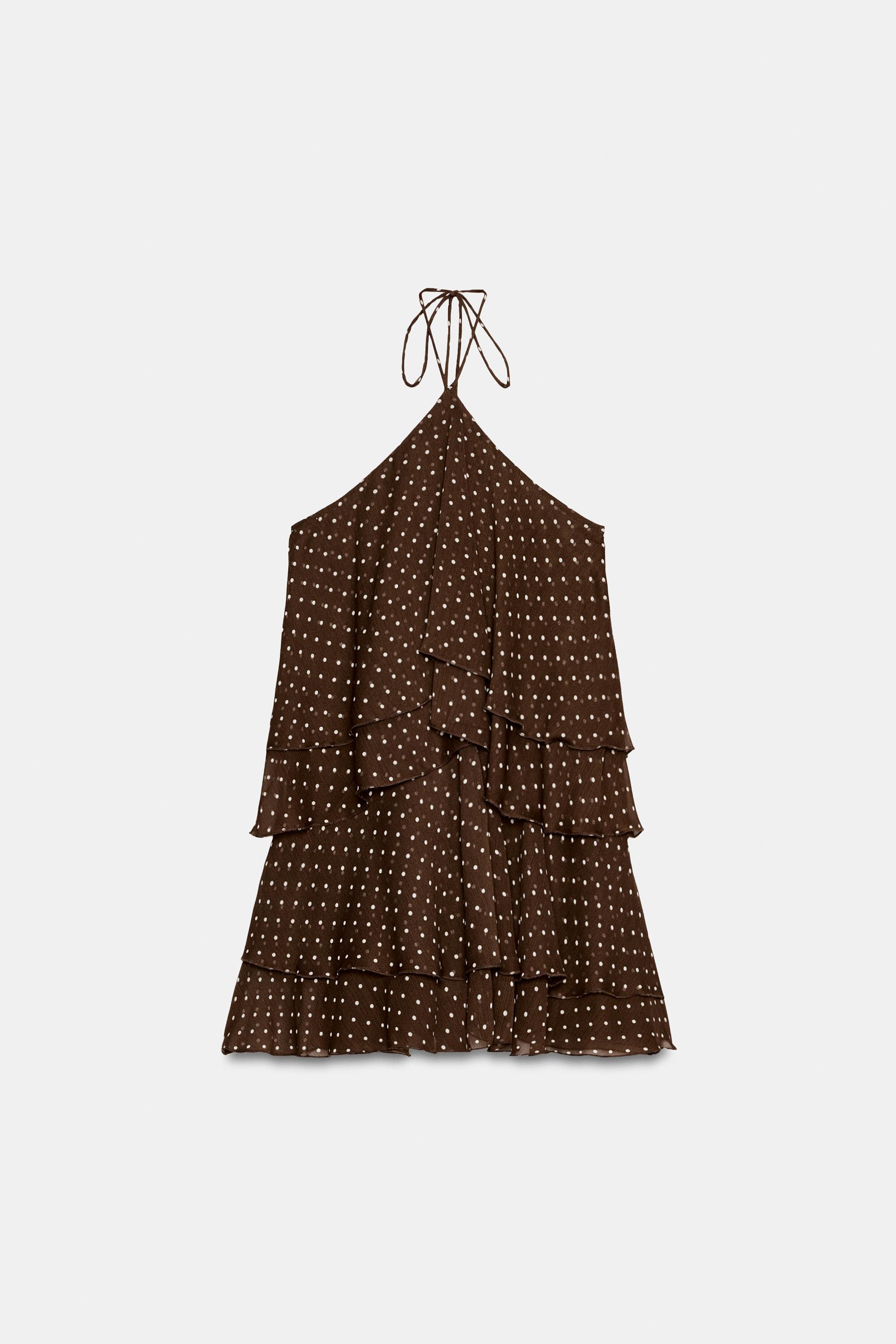 RUFFLED POLKA DOT HALTER DRESS by ZARA