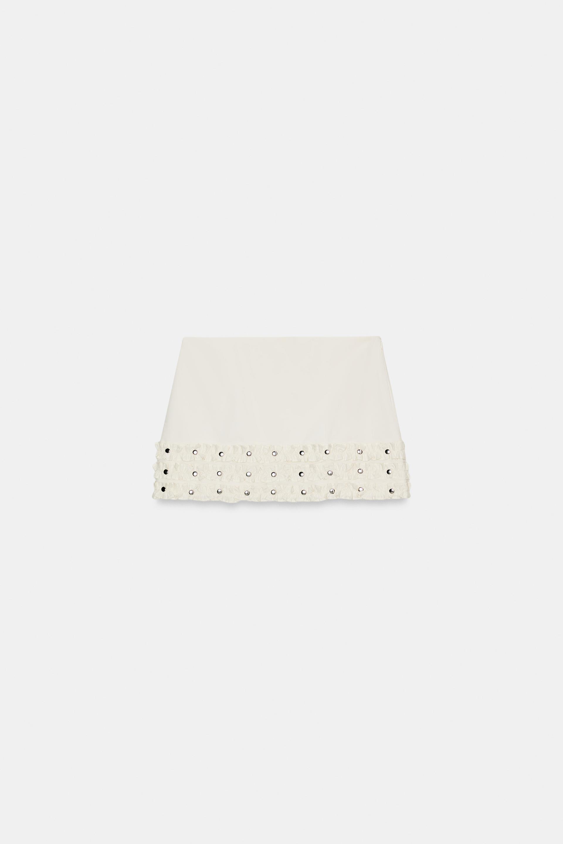 RUFFLED STUDDED MINI SKIRT by ZARA