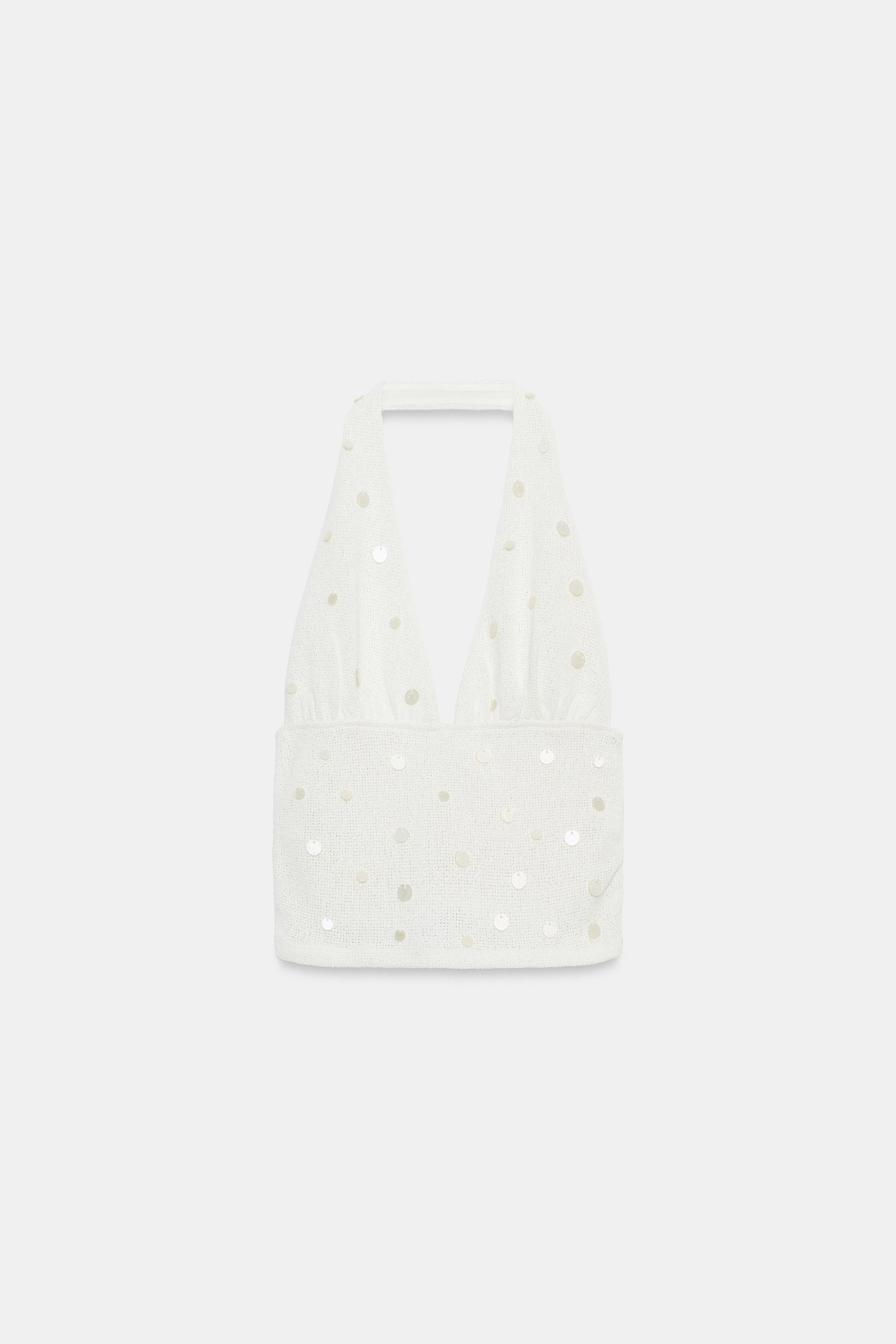 RUSTIC BEADED HALTER TOP by ZARA