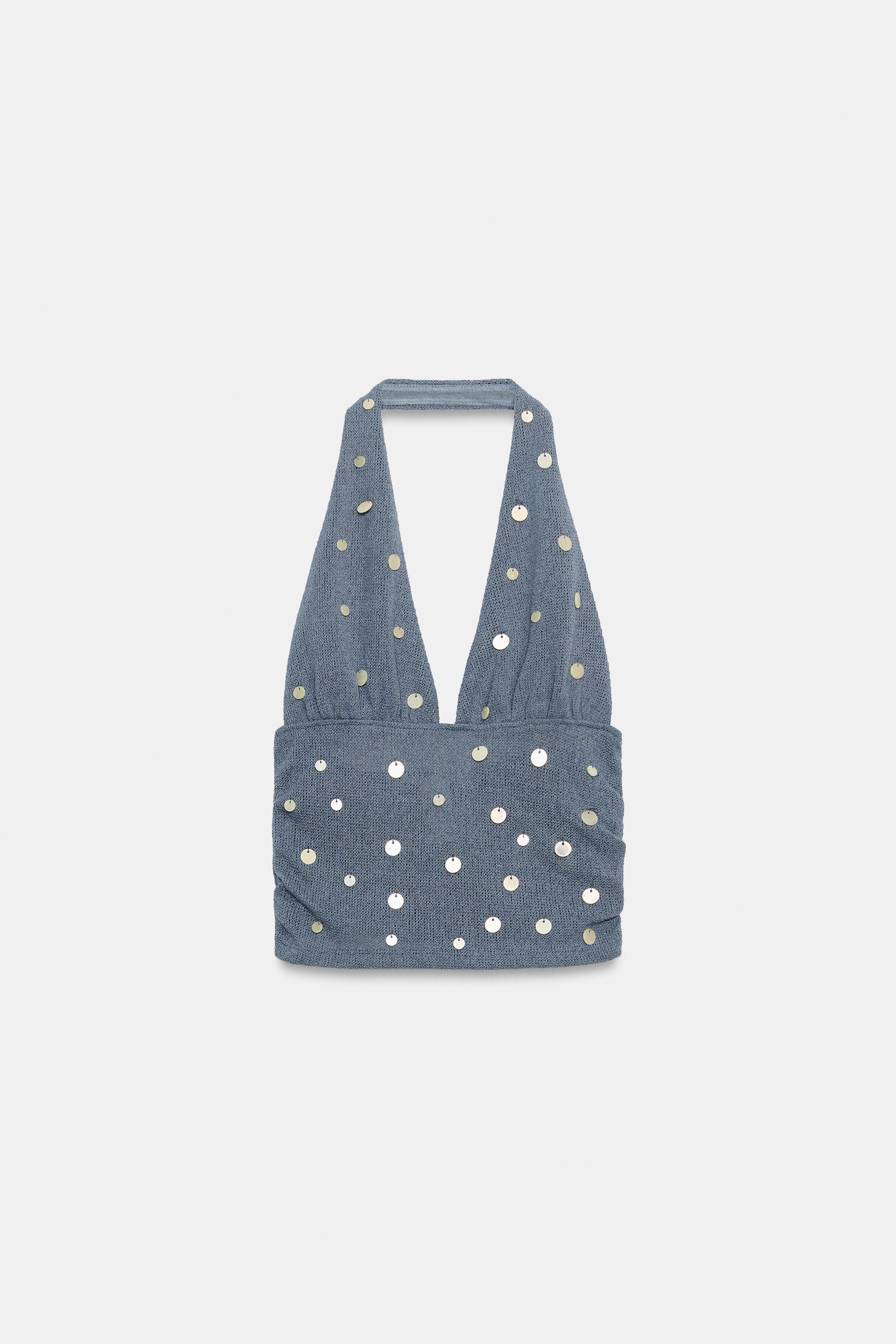 RUSTIC BEADED HALTER TOP by ZARA
