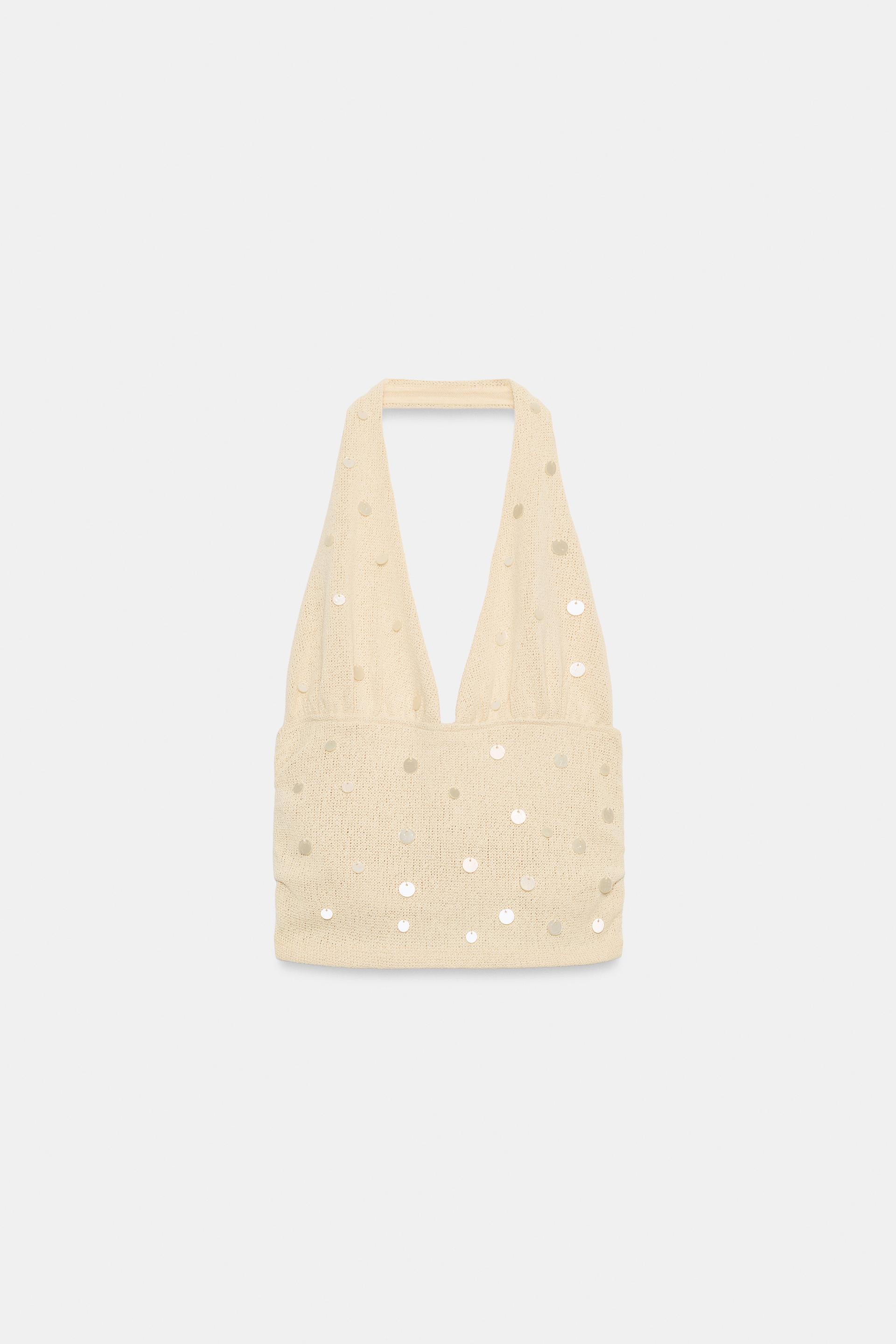 RUSTIC BEADED HALTER TOP by ZARA