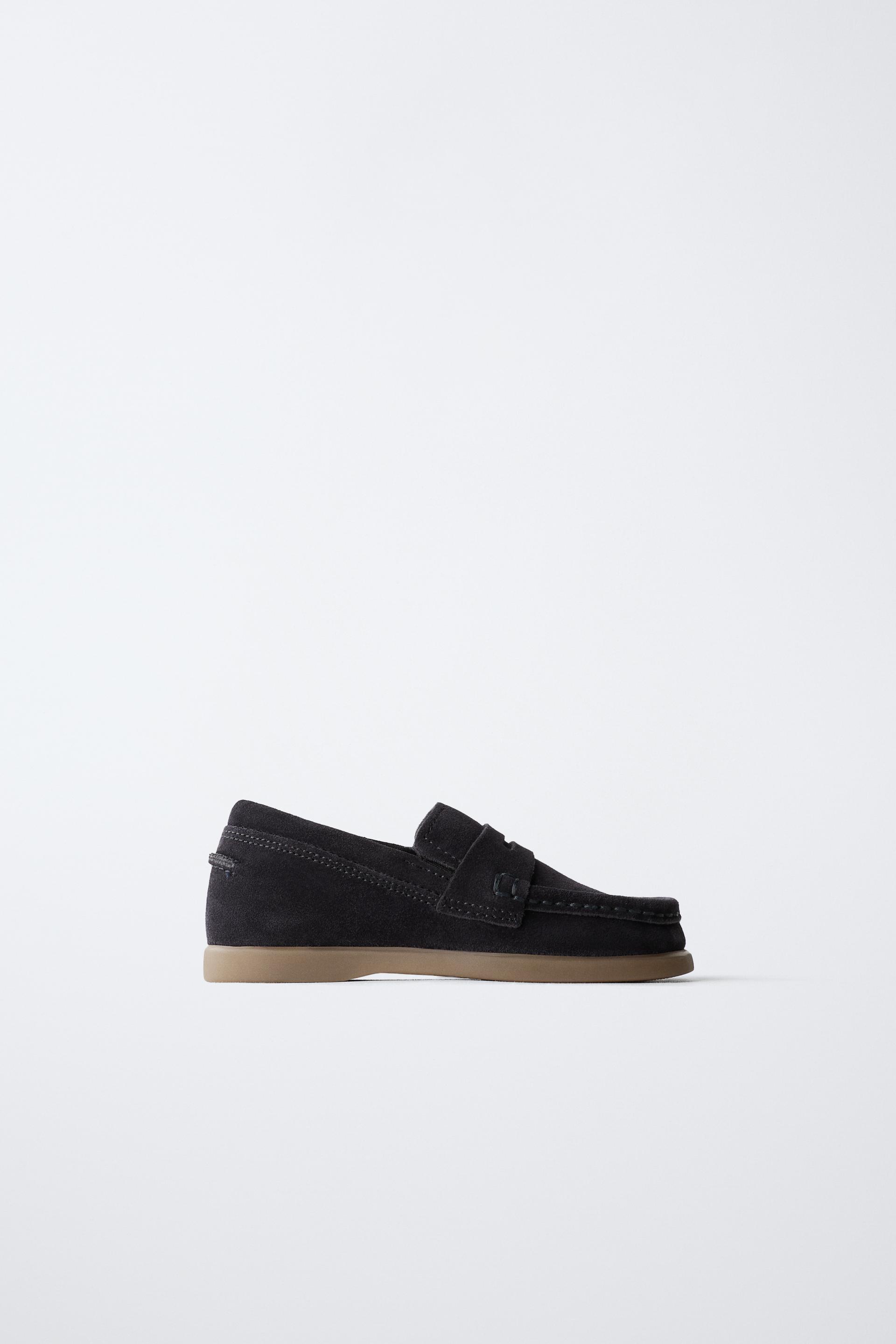 SADDLE SPLIT LEATHER LOAFERS by ZARA