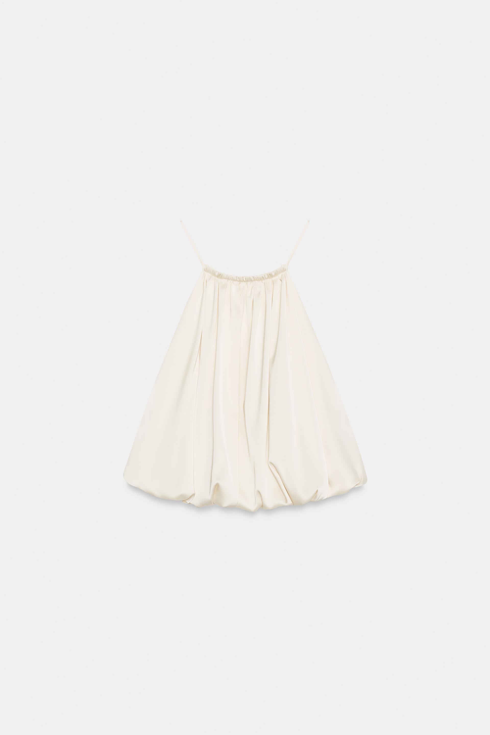 SATIN BALLOON HALTER CROP TOP by ZARA