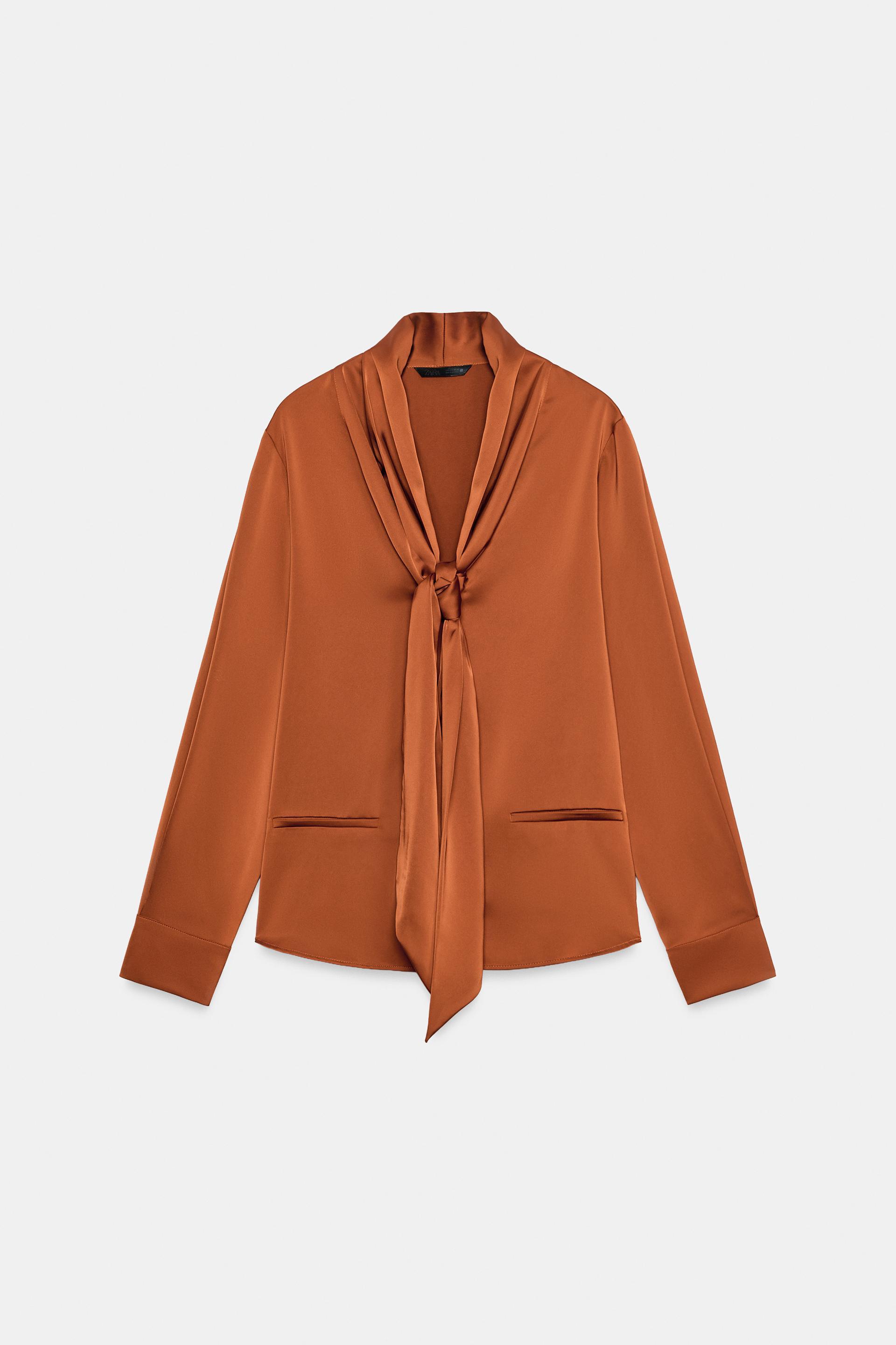 SATIN BOW BLOUSE by ZARA