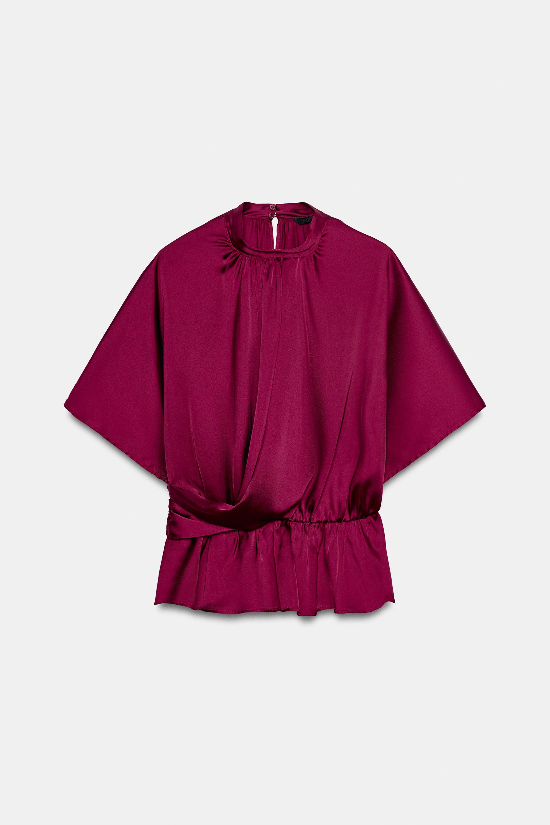 SATIN DRAPED BLOUSE by ZARA