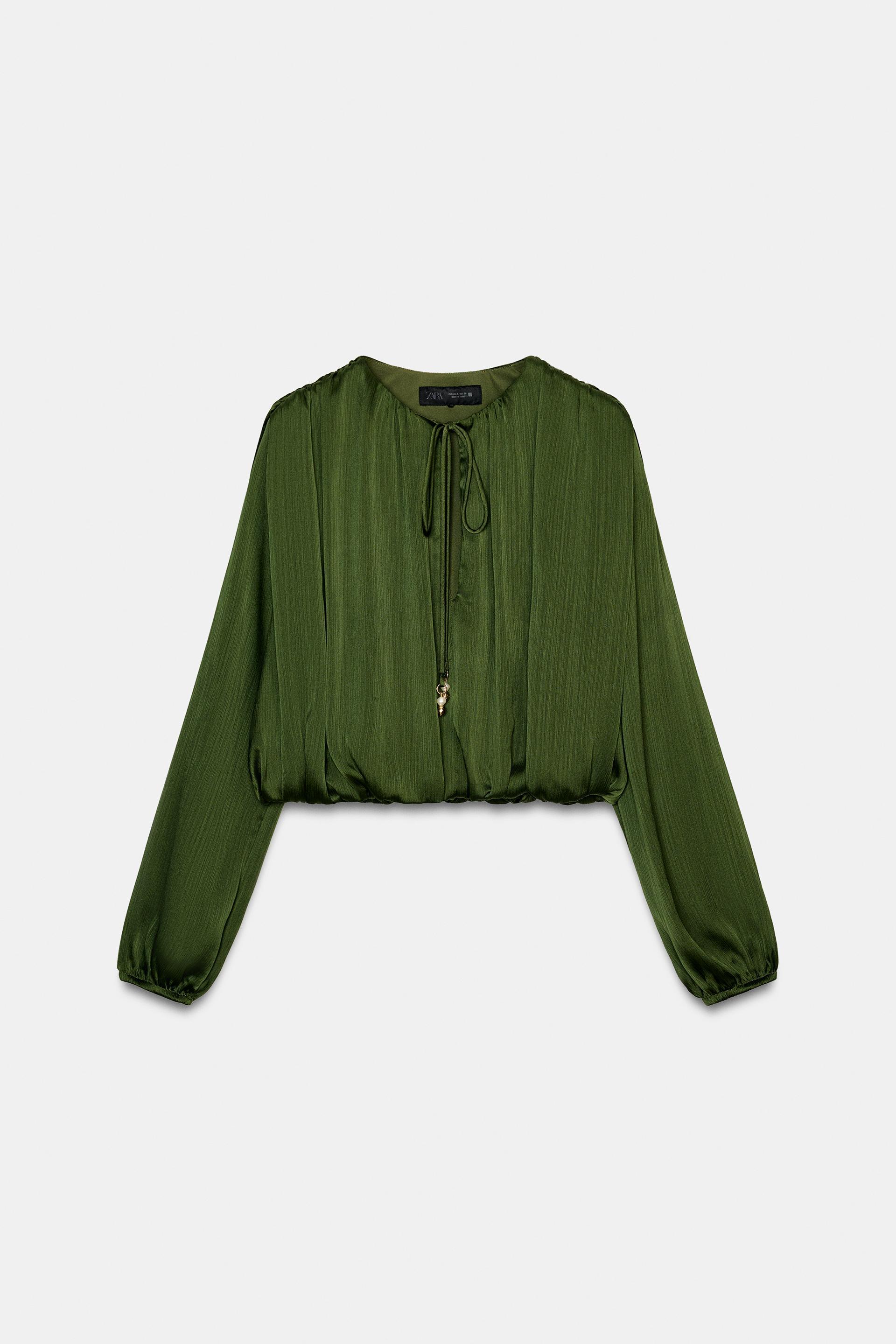 SATIN EFFECT BALLOON BLOUSE by ZARA