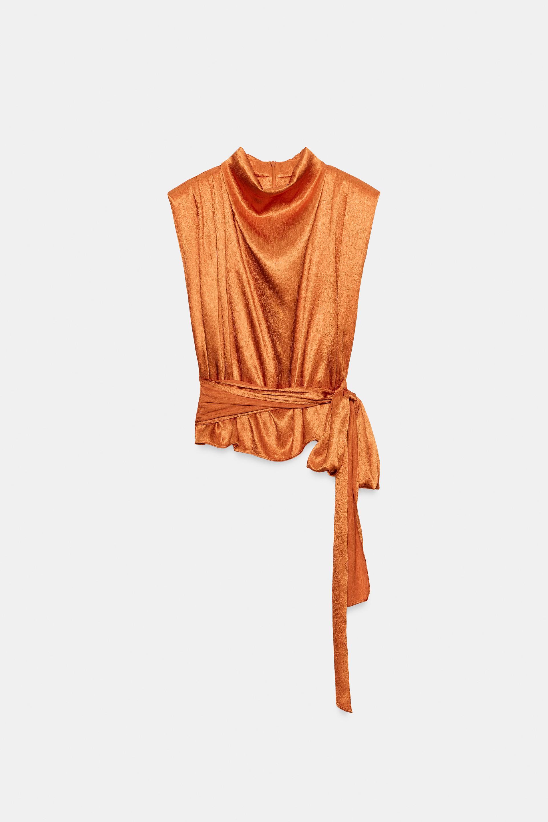 SATIN EFFECT BOW TOP by ZARA