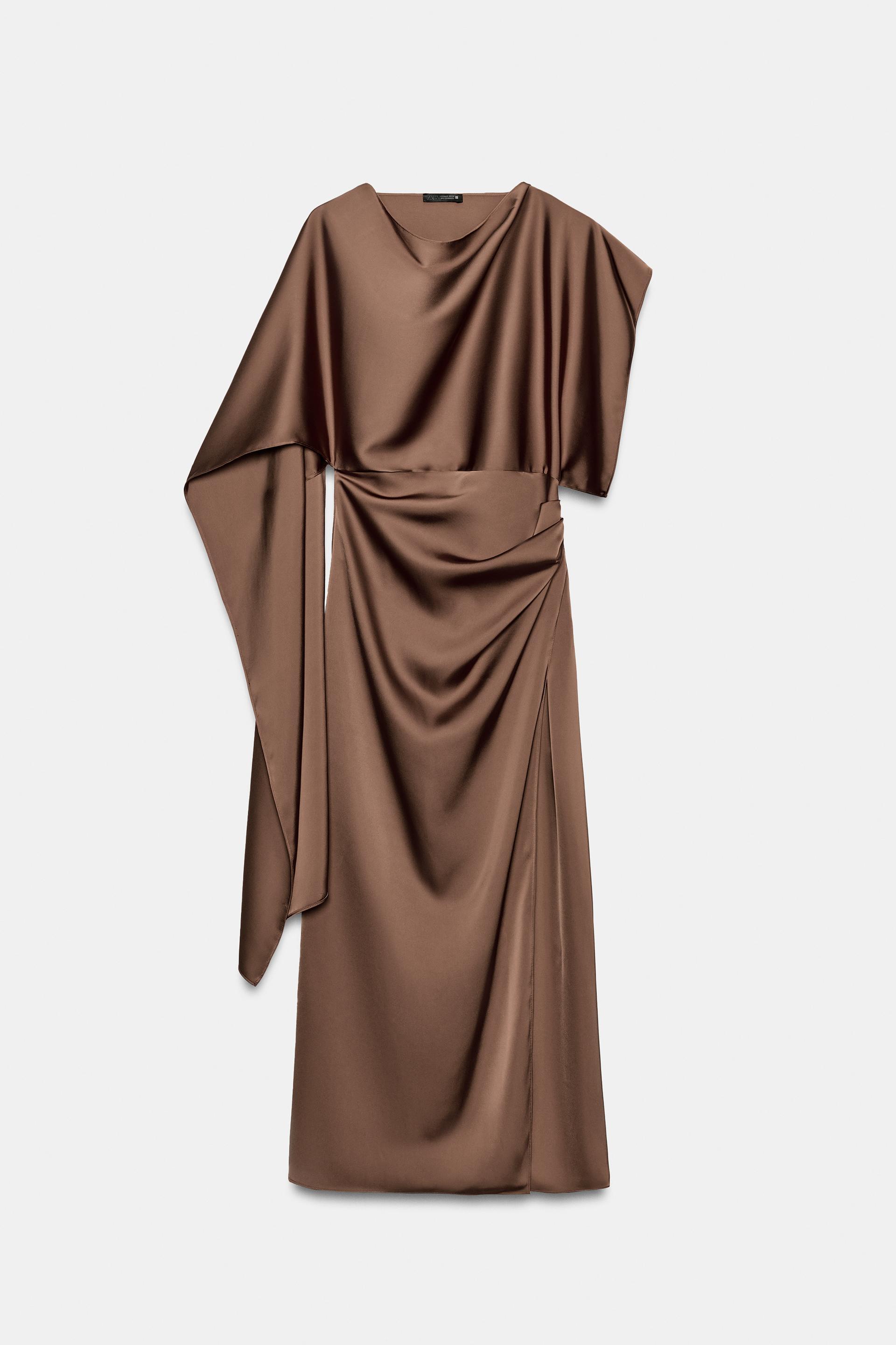 SATIN EFFECT CAPE MIDI DRESS by ZARA