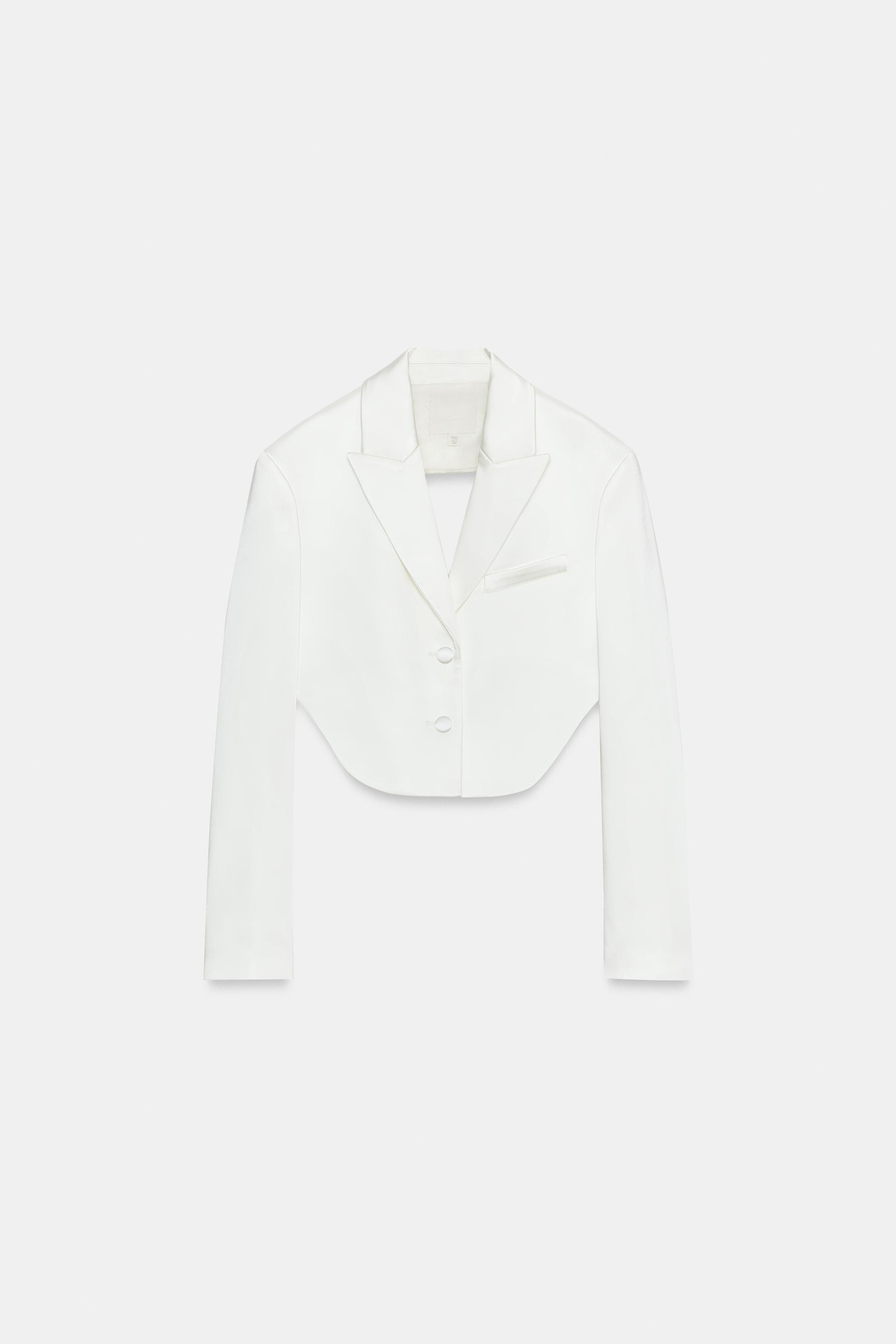 SATIN EFFECT CROP BLAZER WITH BACK VENT by ZARA