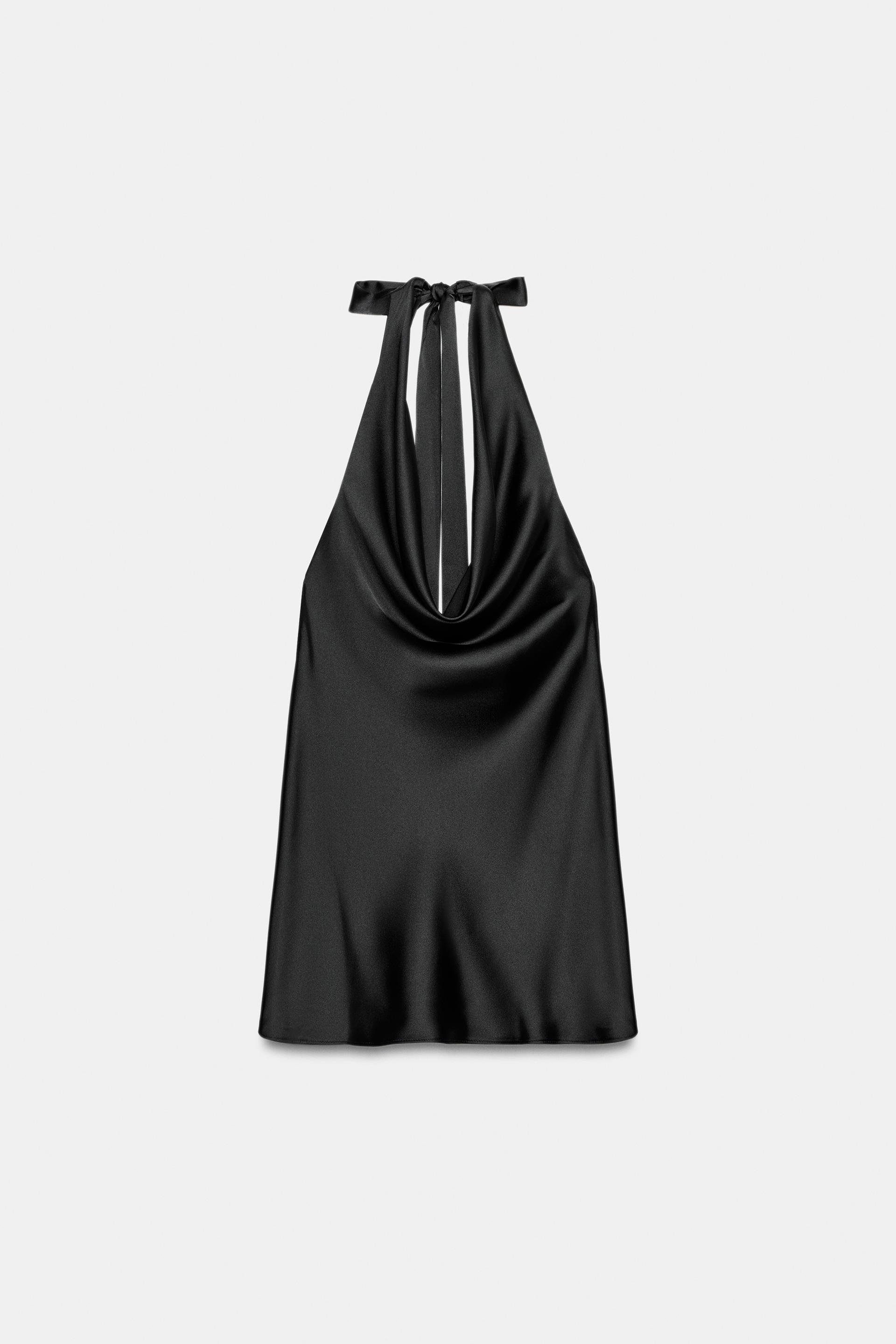 SATIN EFFECT HALTER DRESS by ZARA