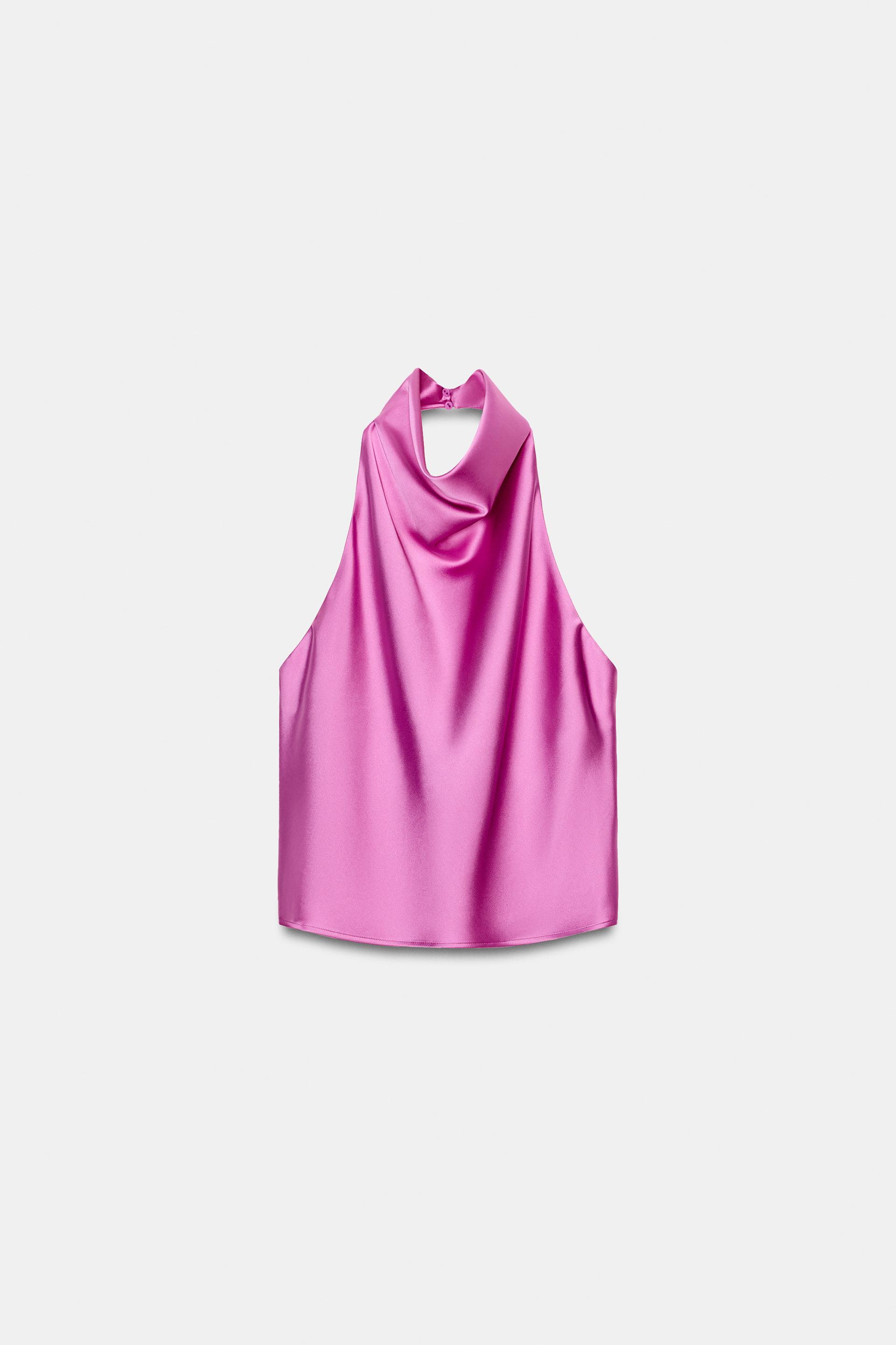SATIN EFFECT HALTER TOP by ZARA