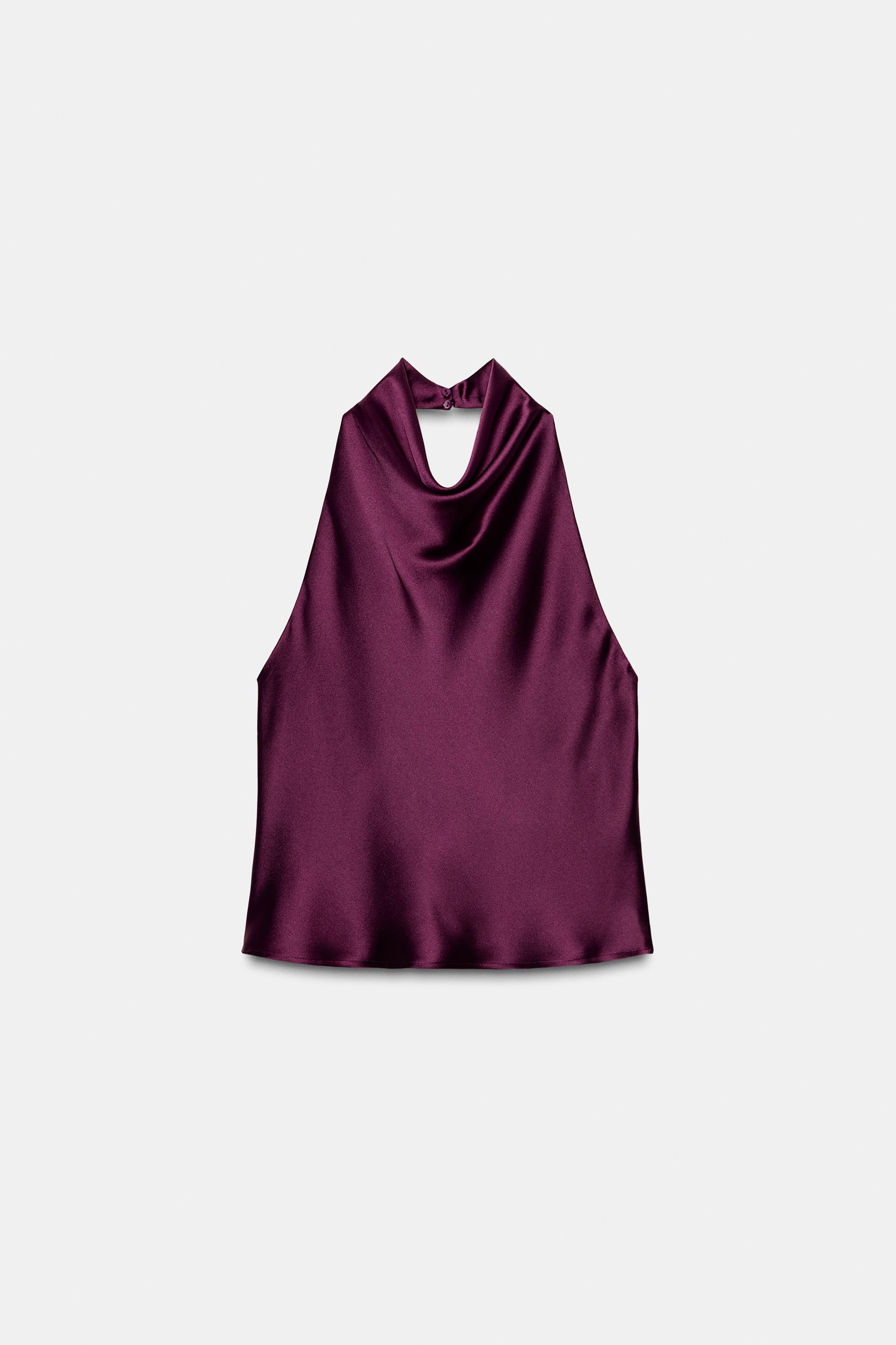 SATIN EFFECT HALTER TOP by ZARA