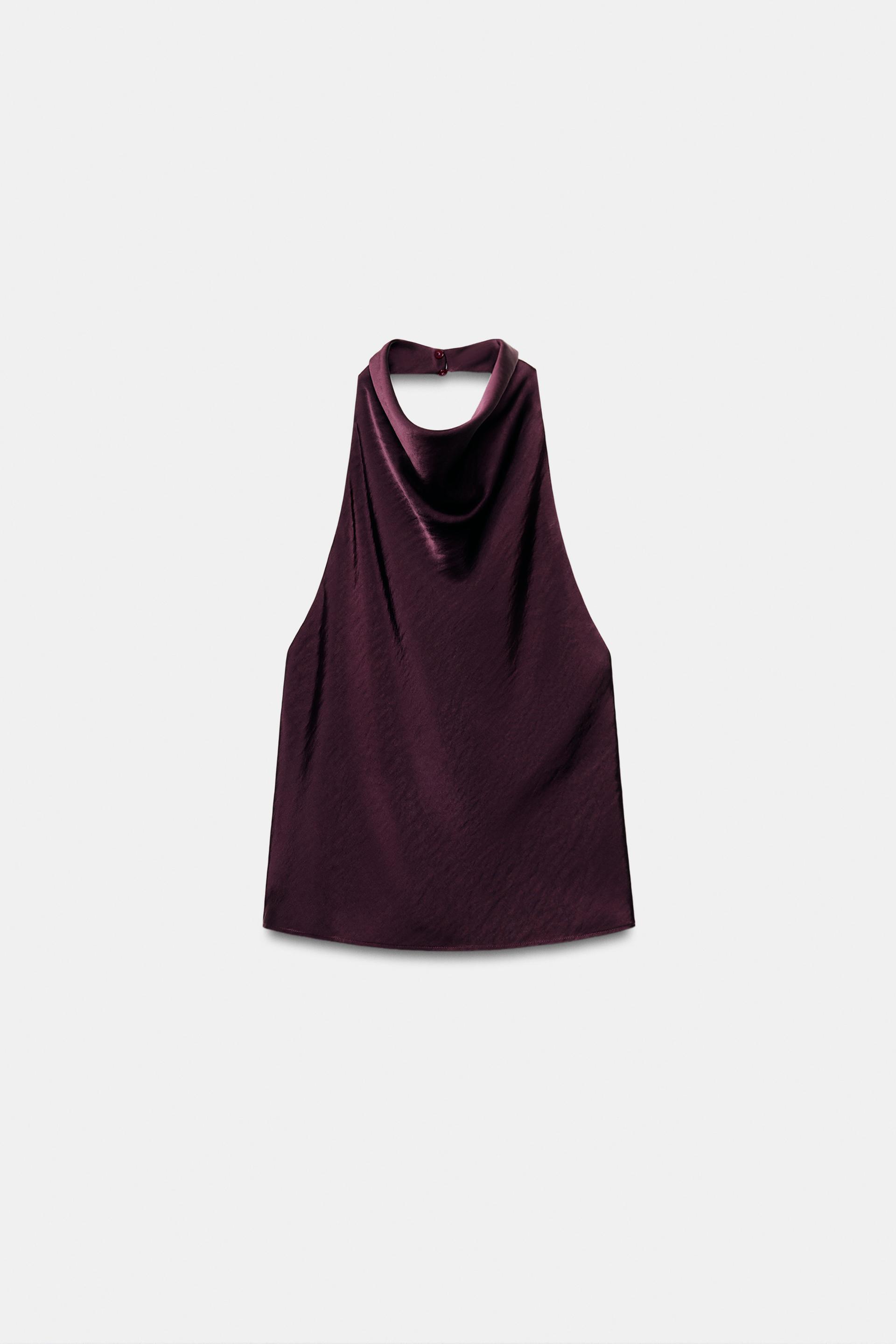 SATIN EFFECT HALTER TOP by ZARA