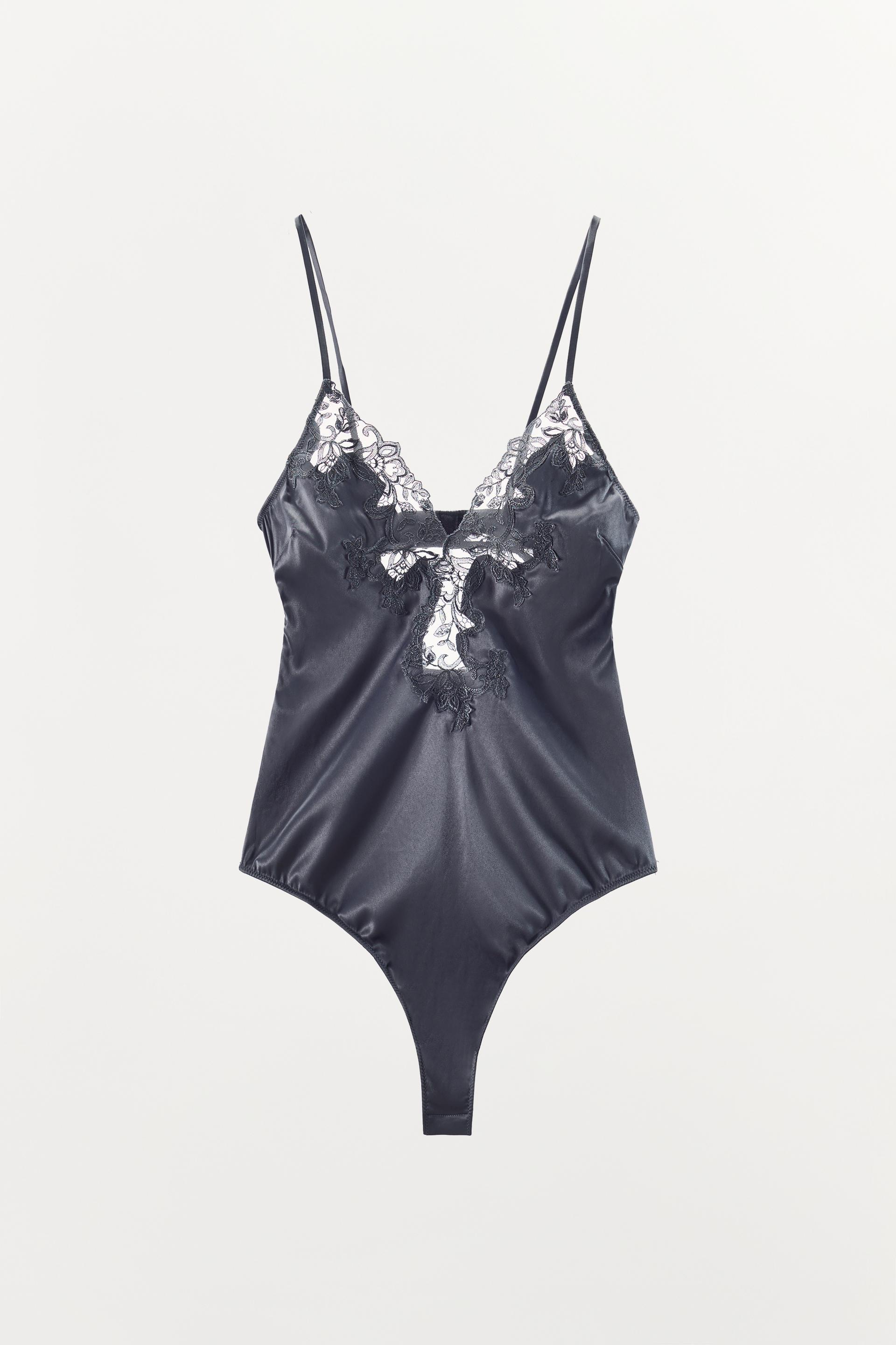 SATIN EFFECT LACE BODYSUIT by ZARA