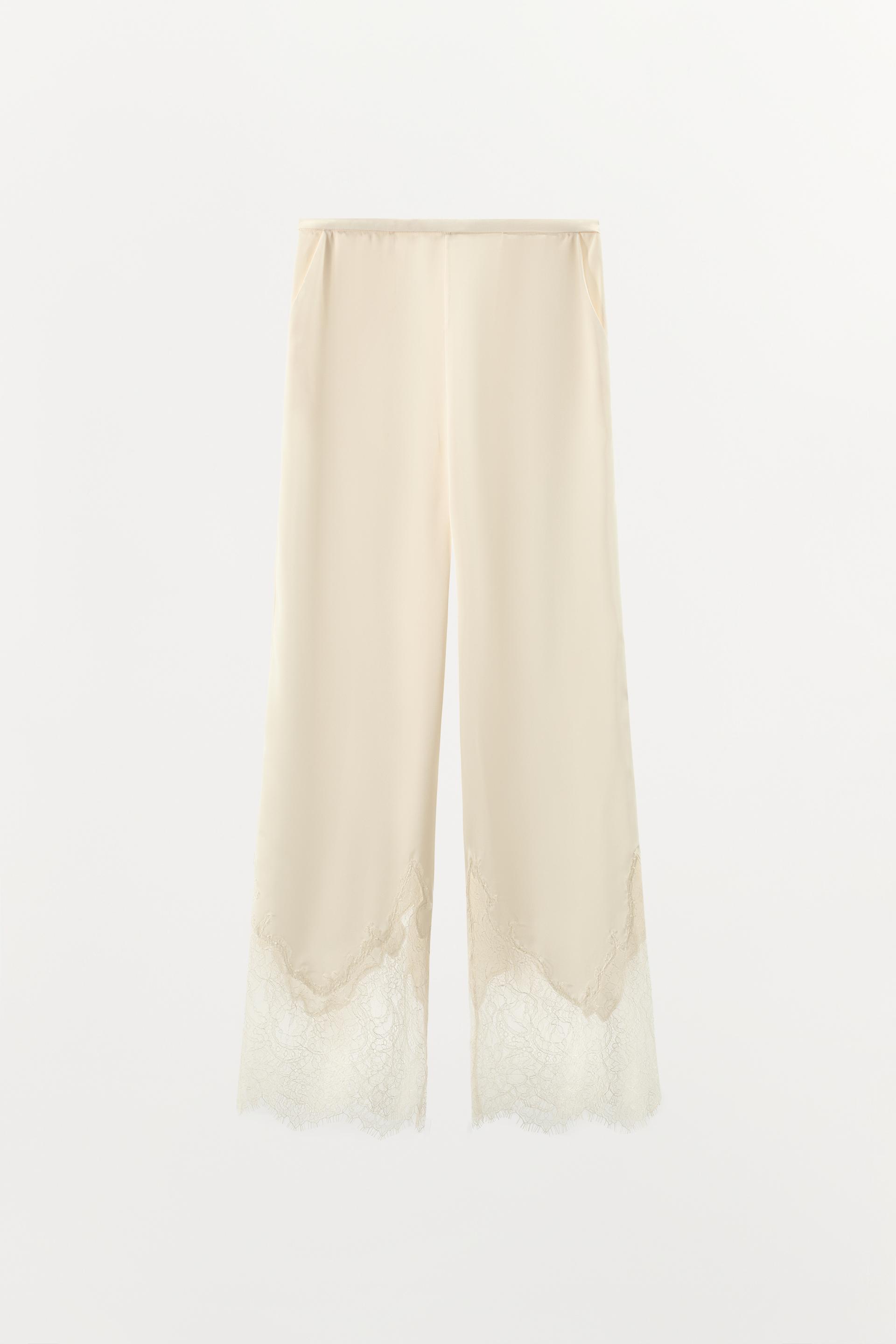 SATIN EFFECT LACE PANTS by ZARA