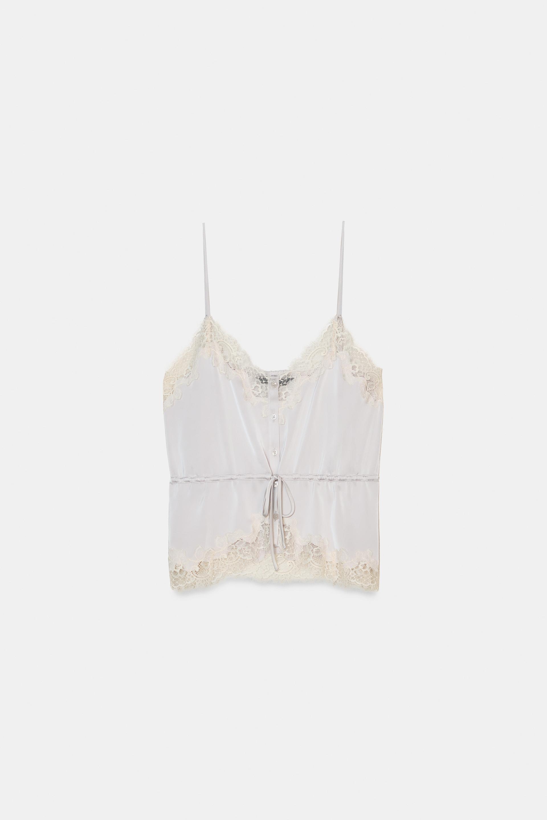 SATIN EFFECT LACE TOP by ZARA