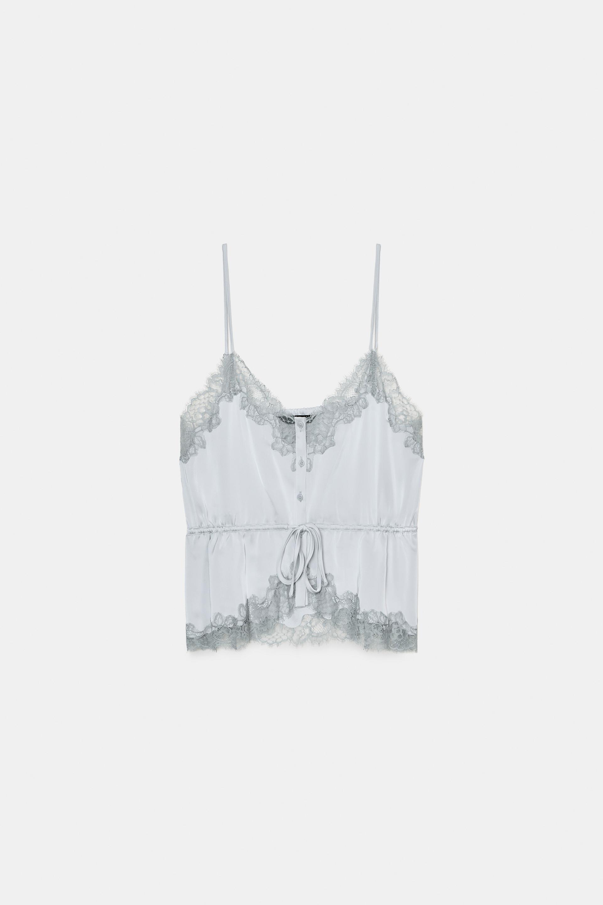 SATIN EFFECT LACE TOP by ZARA