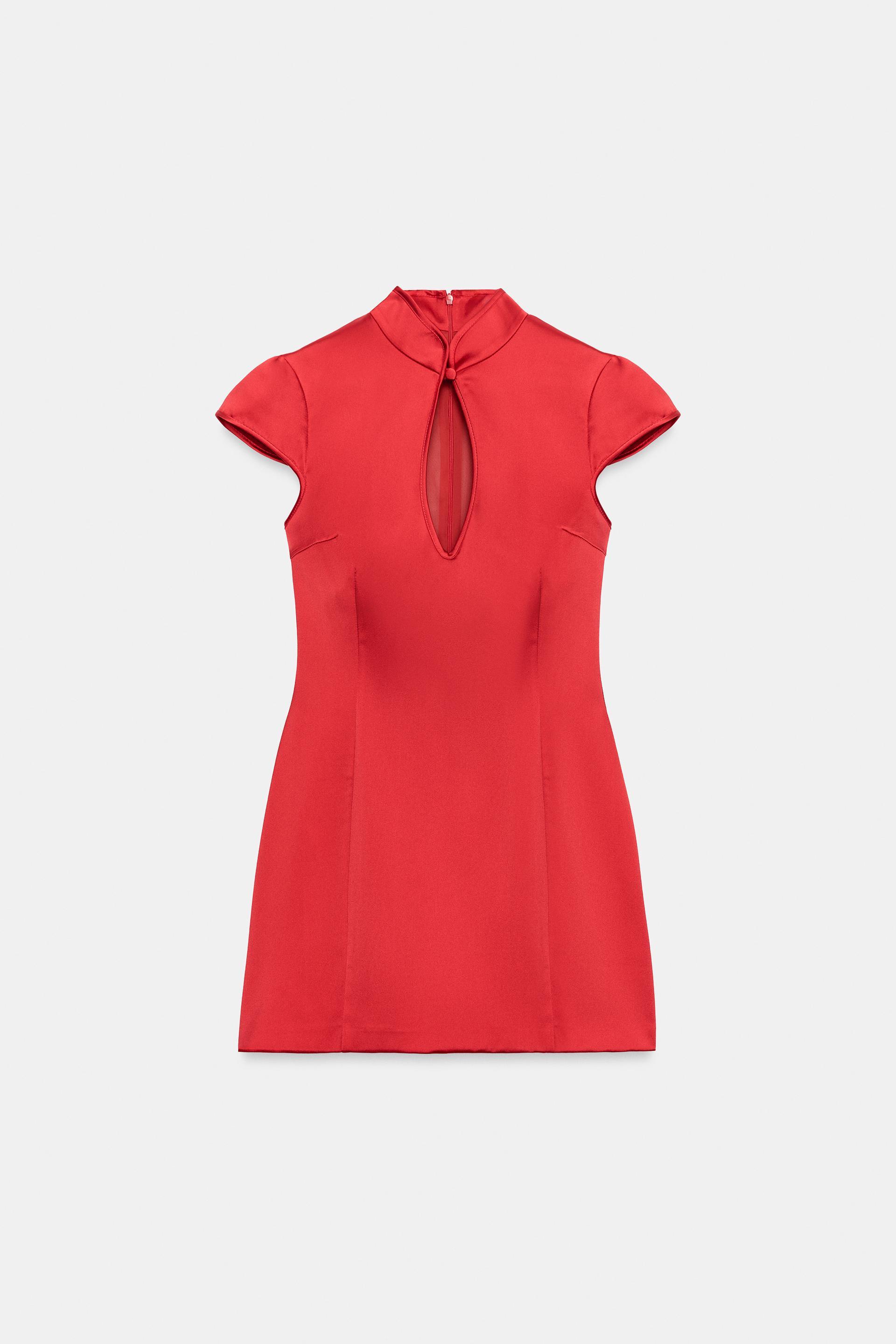 SATIN EFFECT MINI DRESS WITH SLIT by ZARA