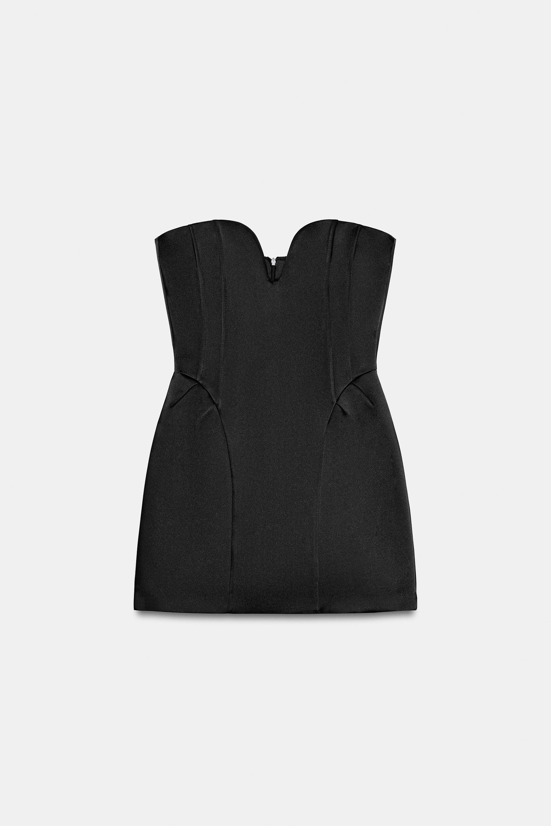 SATIN EFFECT SWEETHEART VOLUME DRESS by ZARA