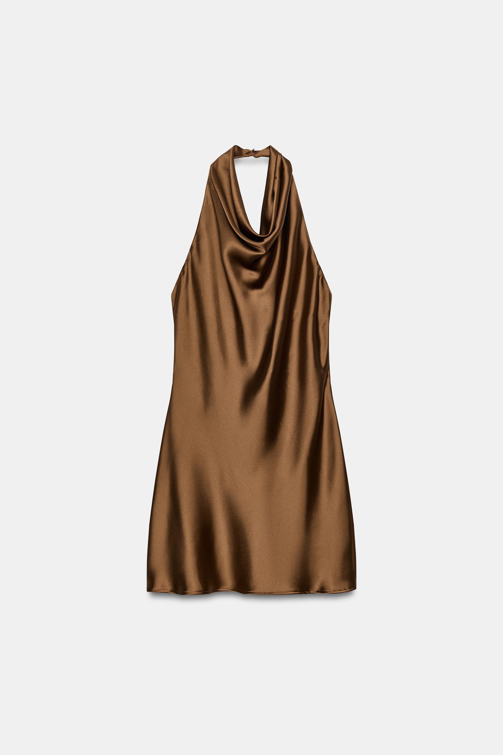 SATIN HALTER DRESS by ZARA