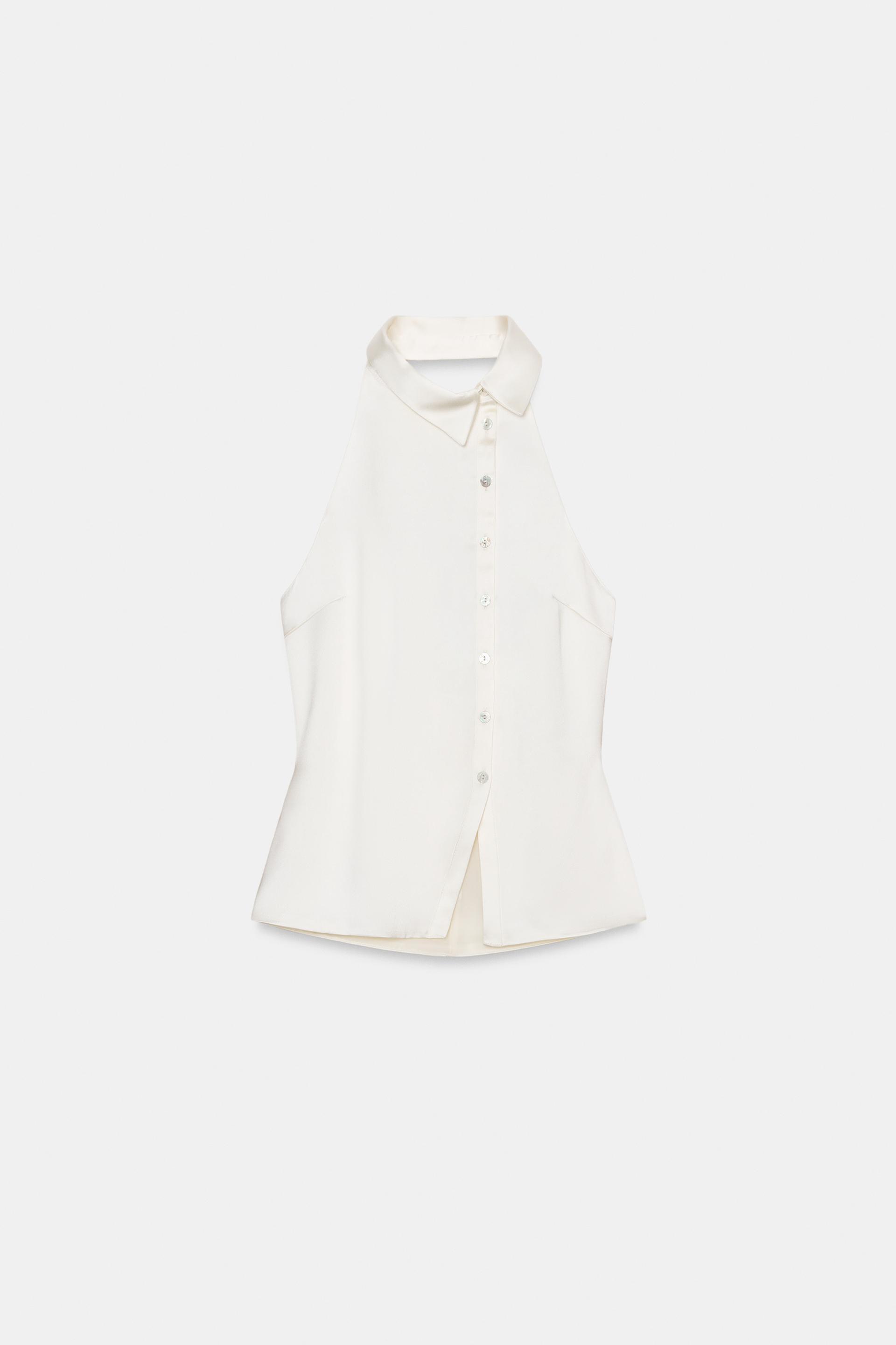 SATIN HALTER TOP by ZARA