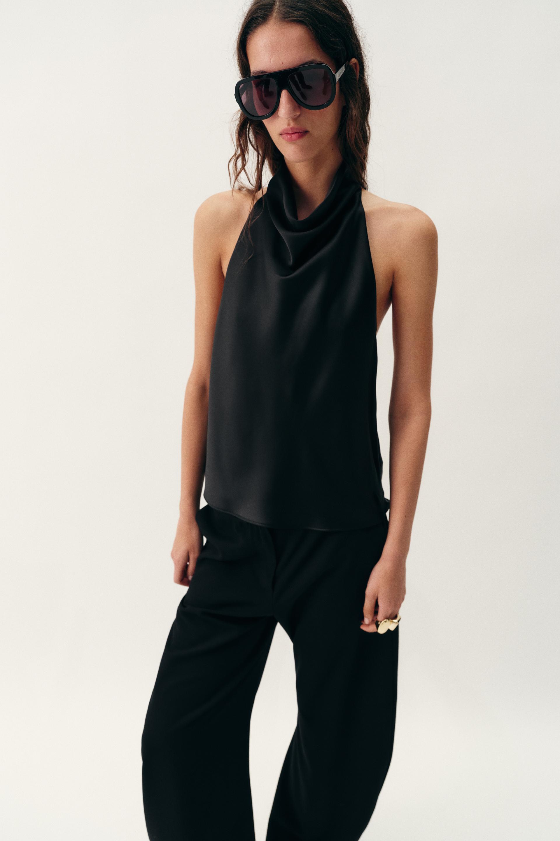 SATIN HALTER TOP by ZARA
