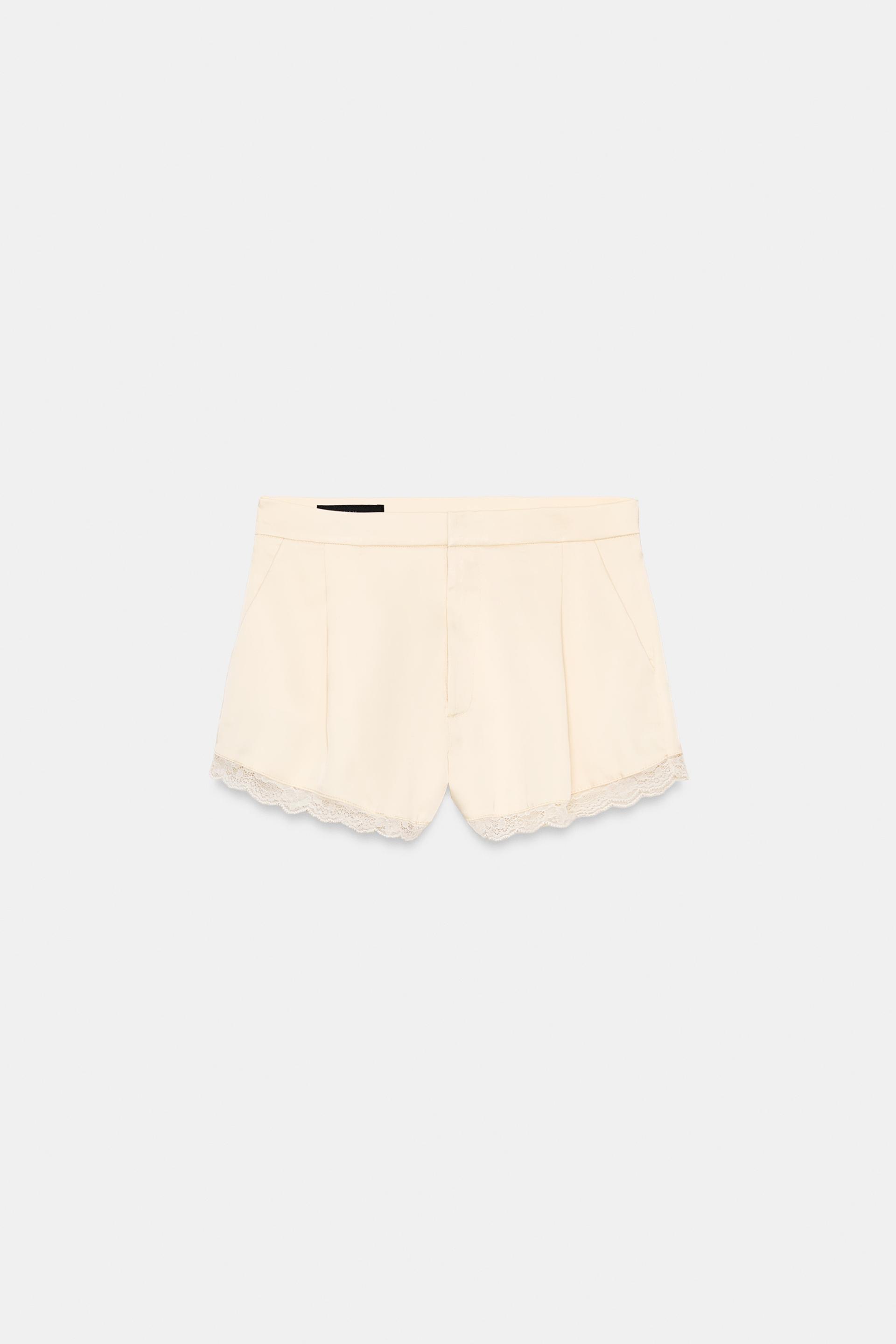 SATIN LACE SHORTS by ZARA