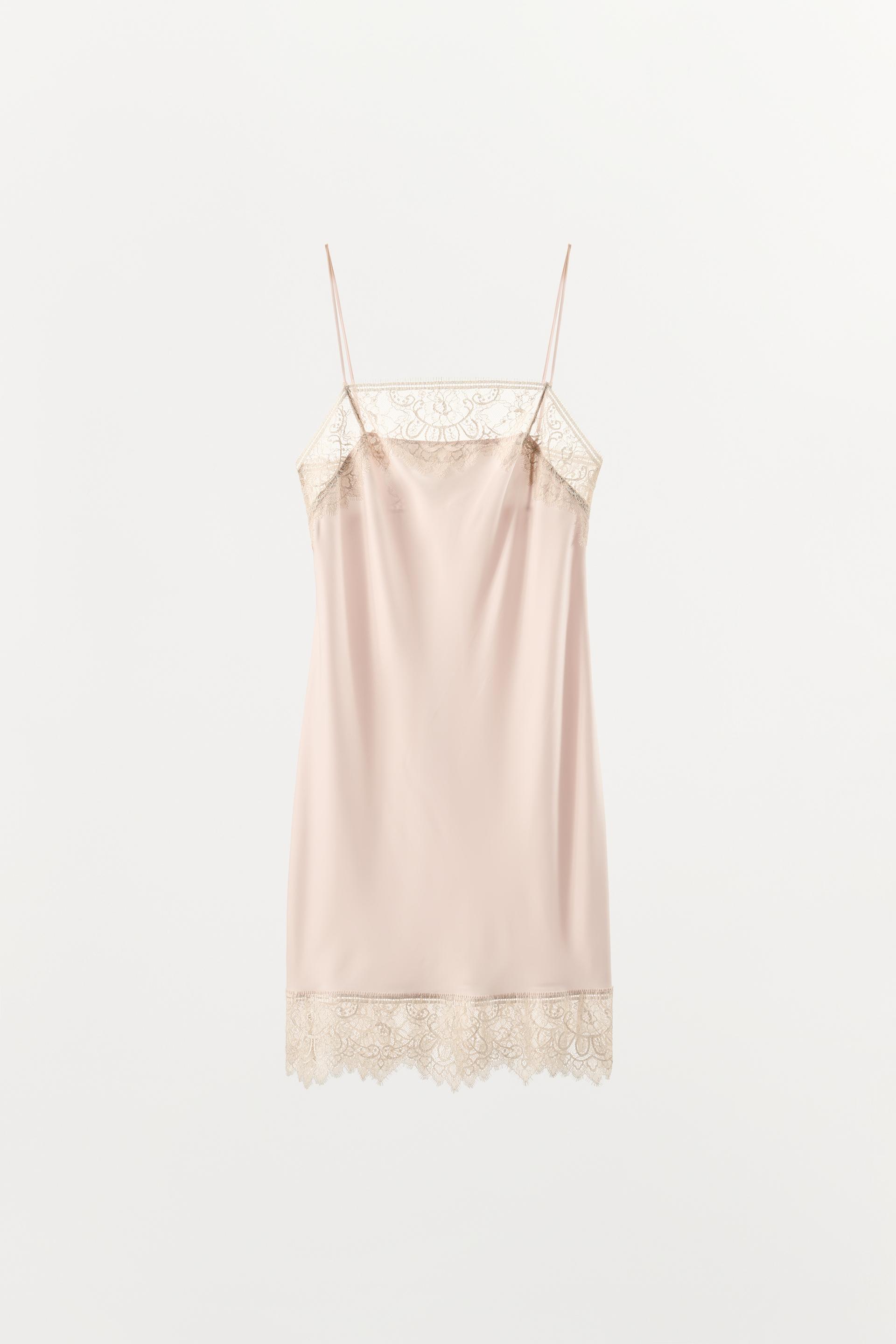 SATIN LACE SLIP DRESS by ZARA