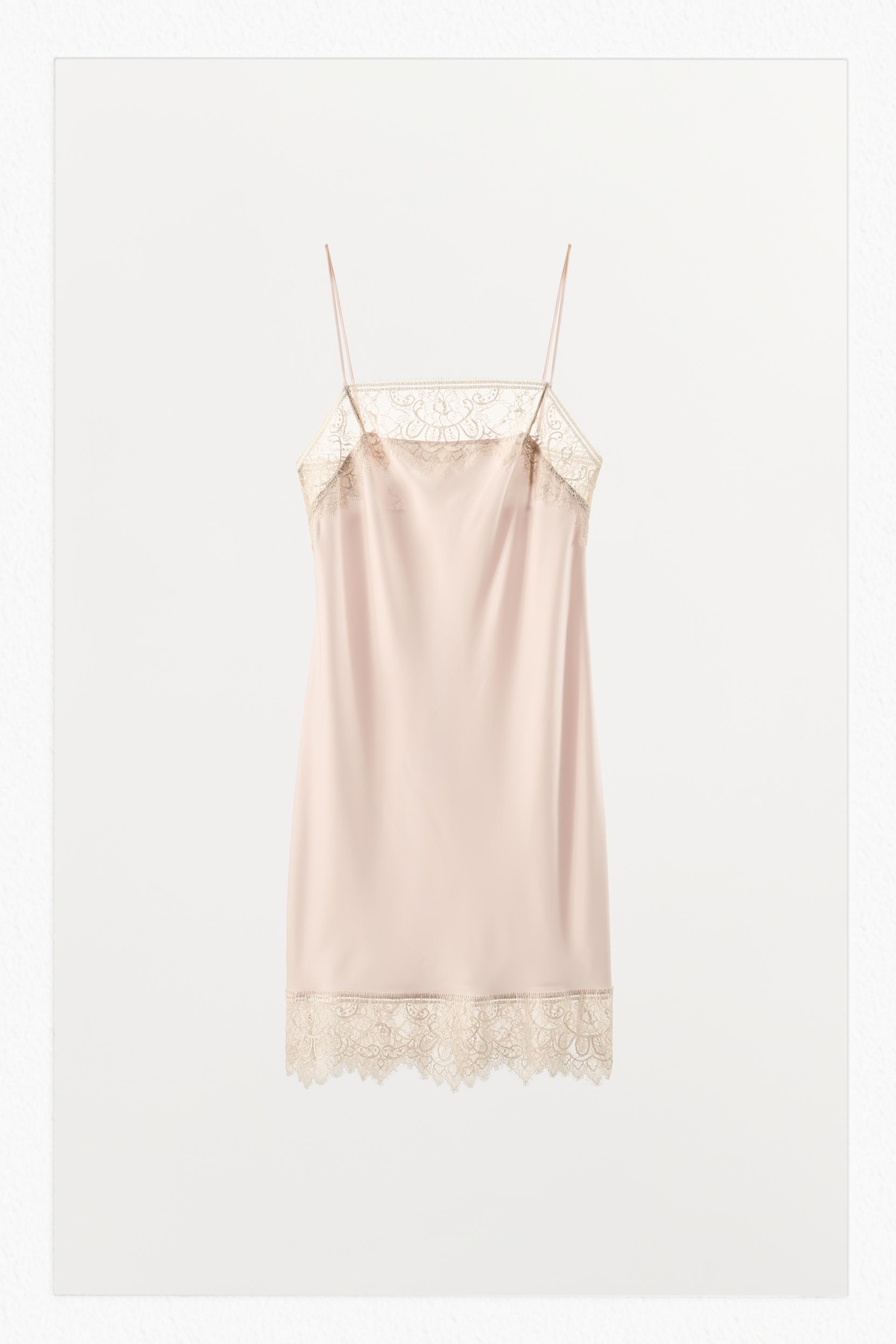 SATIN LACE SLIP DRESS by ZARA