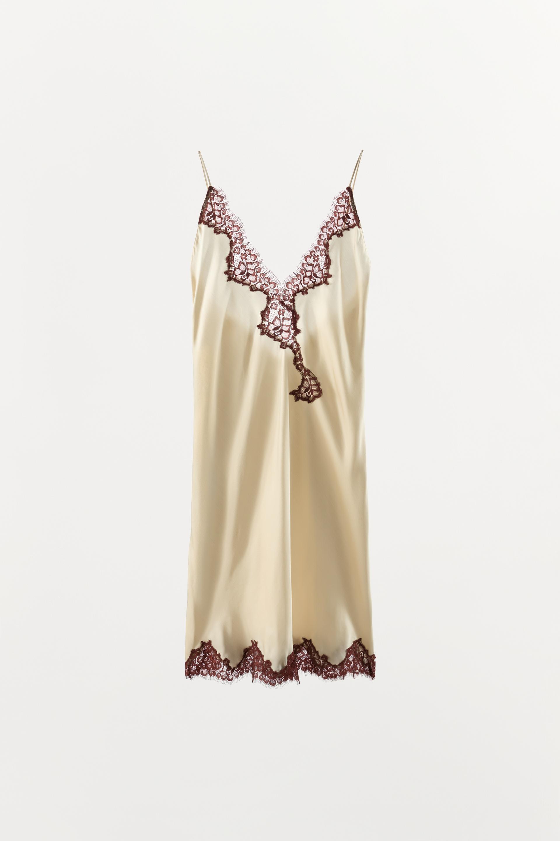 SATIN LACE SLIP DRESS by ZARA