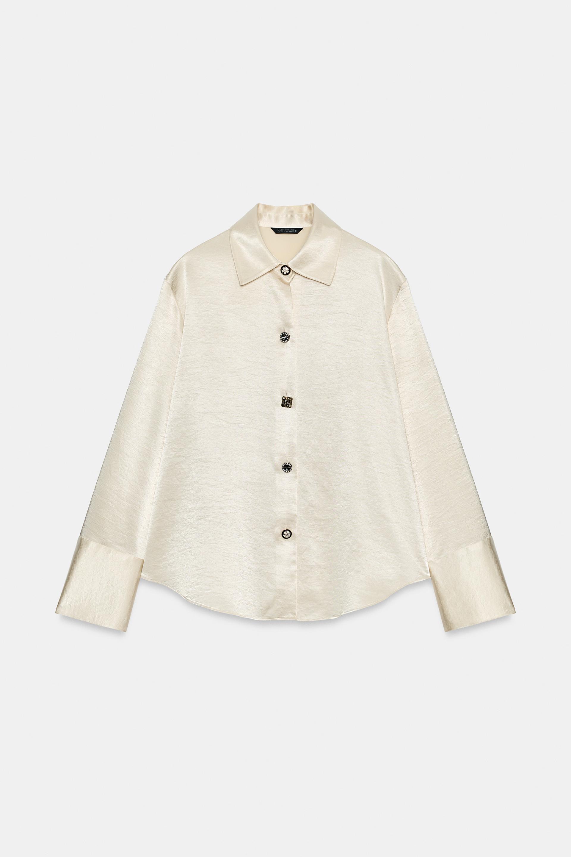 SATIN SHIRT WITH JEWEL BUTTONS by ZARA