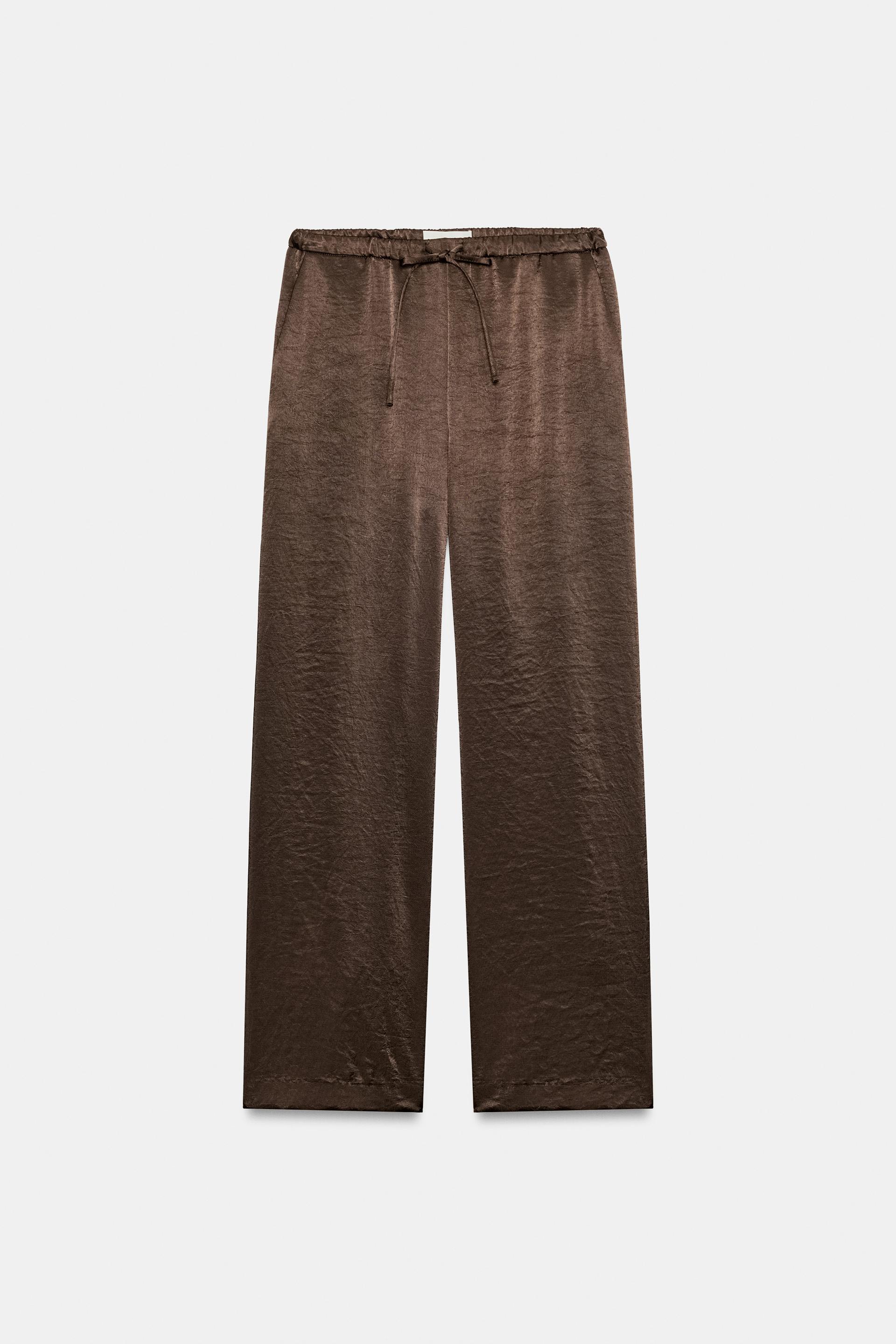 SATIN STRAIGHT PANTS by ZARA