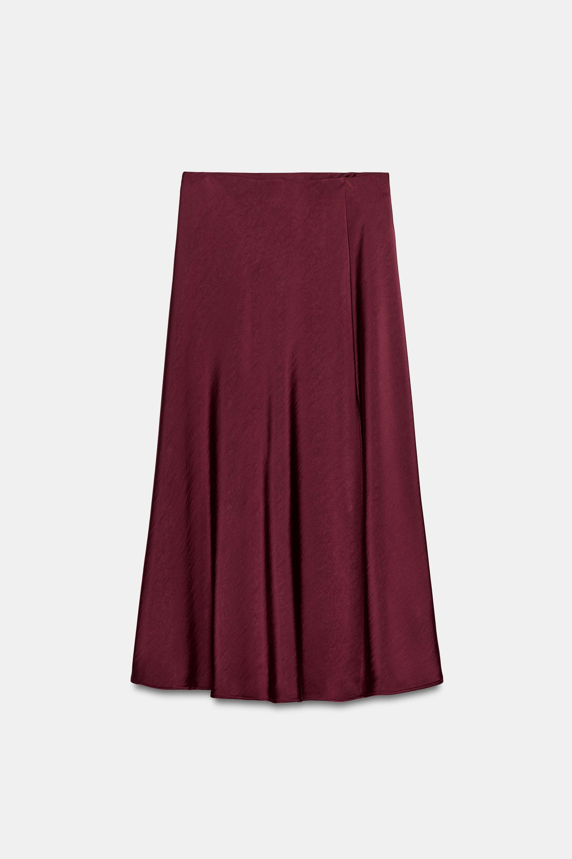 SATIN WRAP MIDI SKIRT by ZARA