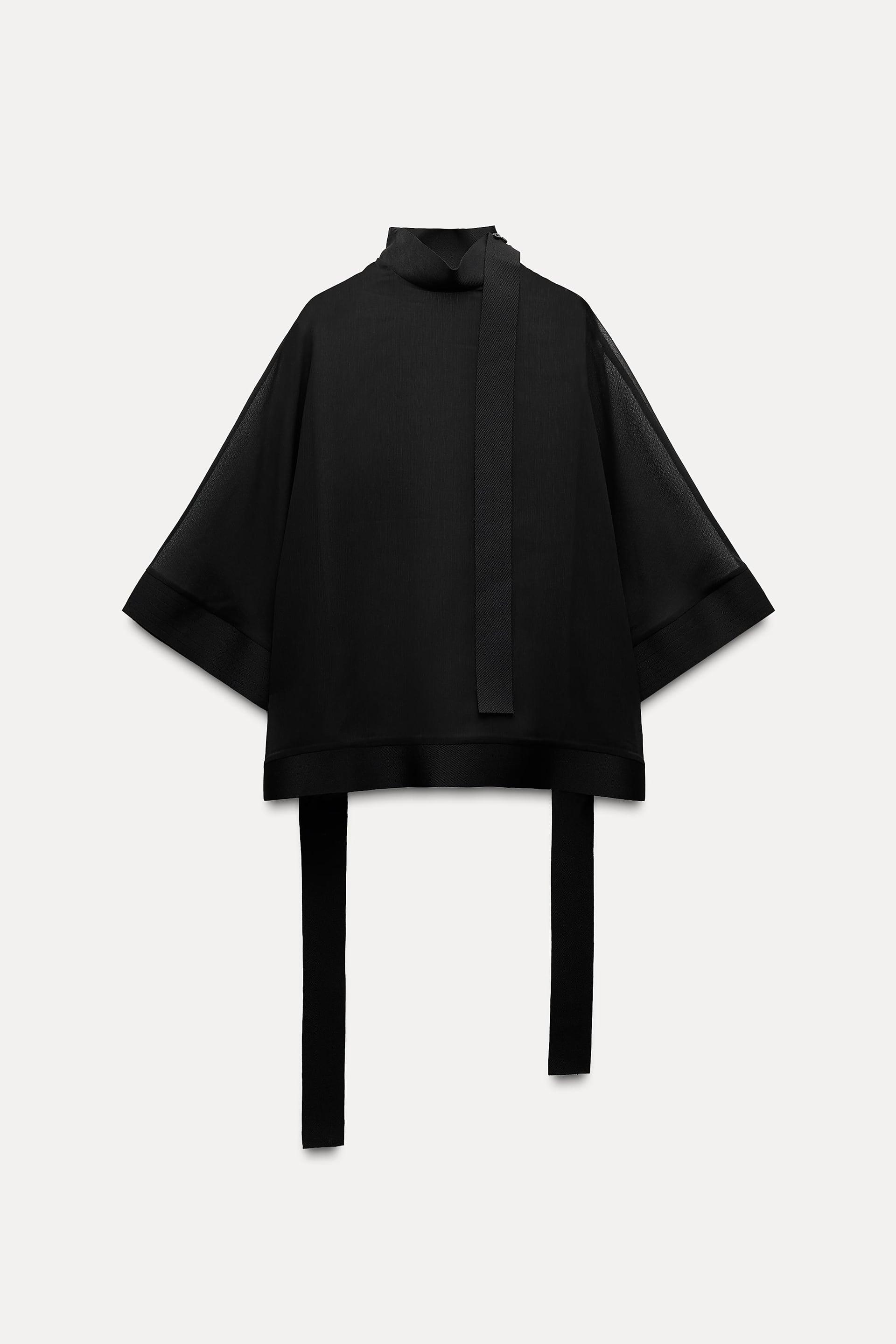 SEMI-SHEER RIBBONS CAPE TOP by ZARA