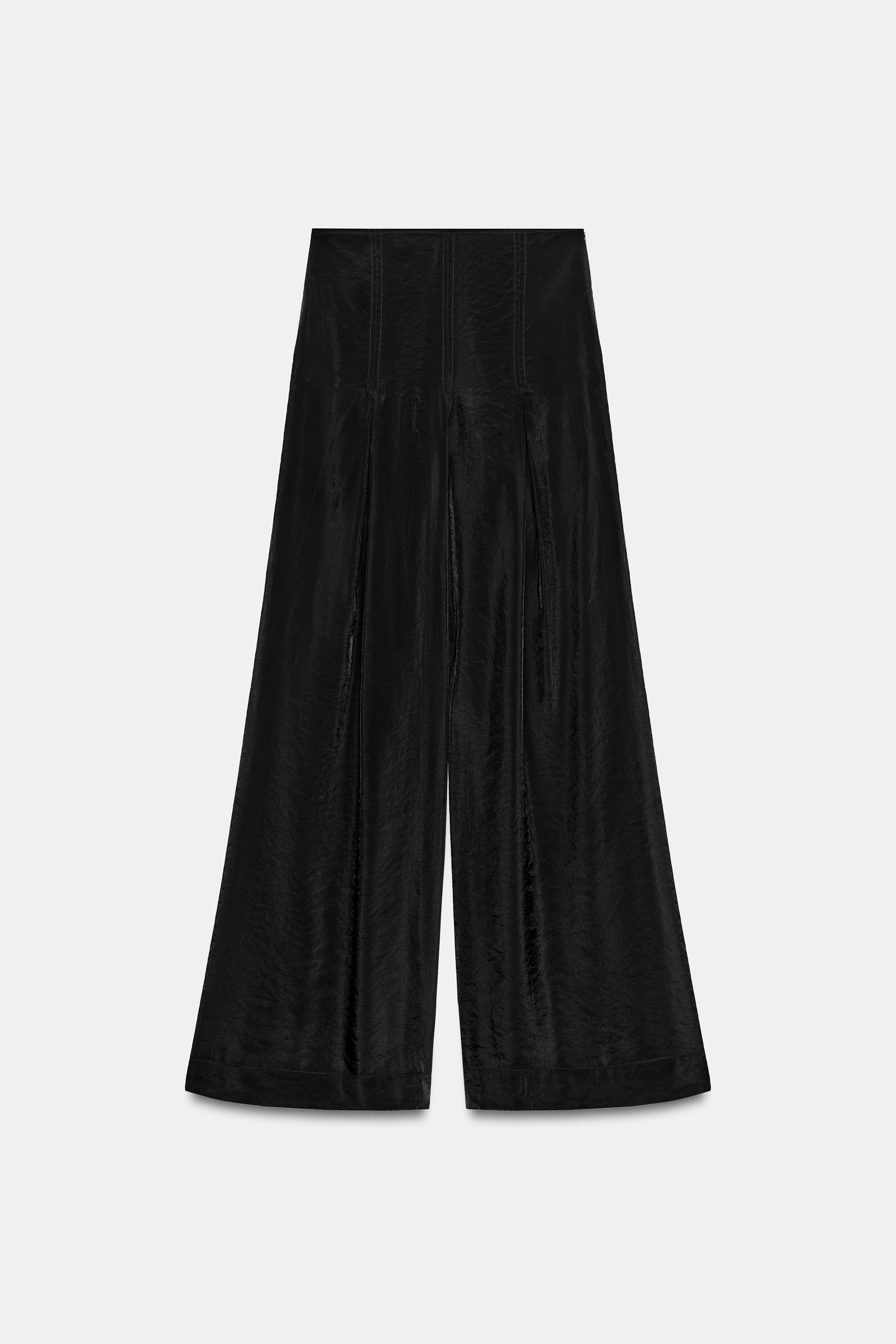 SEMI-SHEER WIDE LEG PANTS by ZARA
