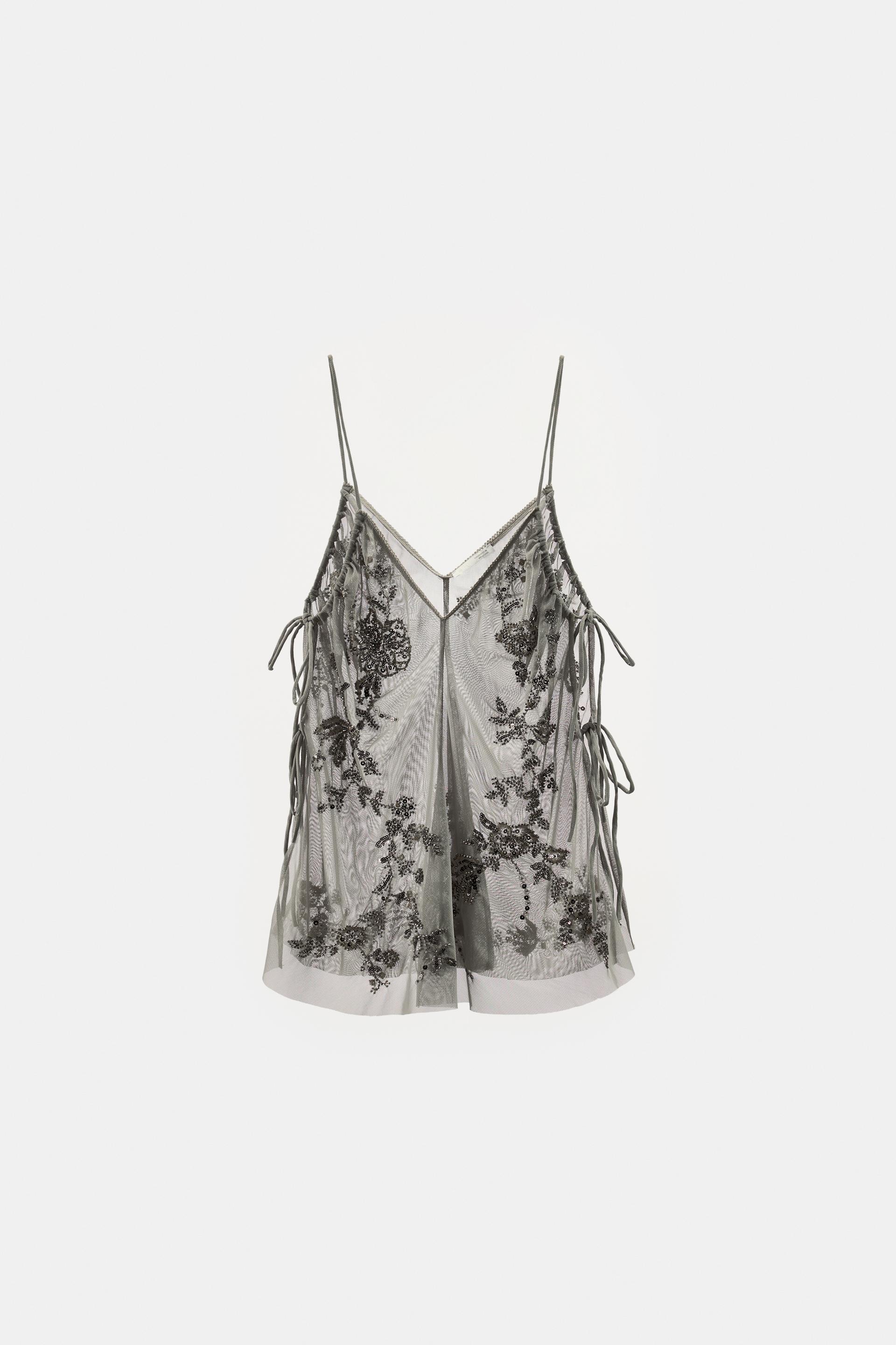 SEQUIN EMBROIDERED TOP by ZARA