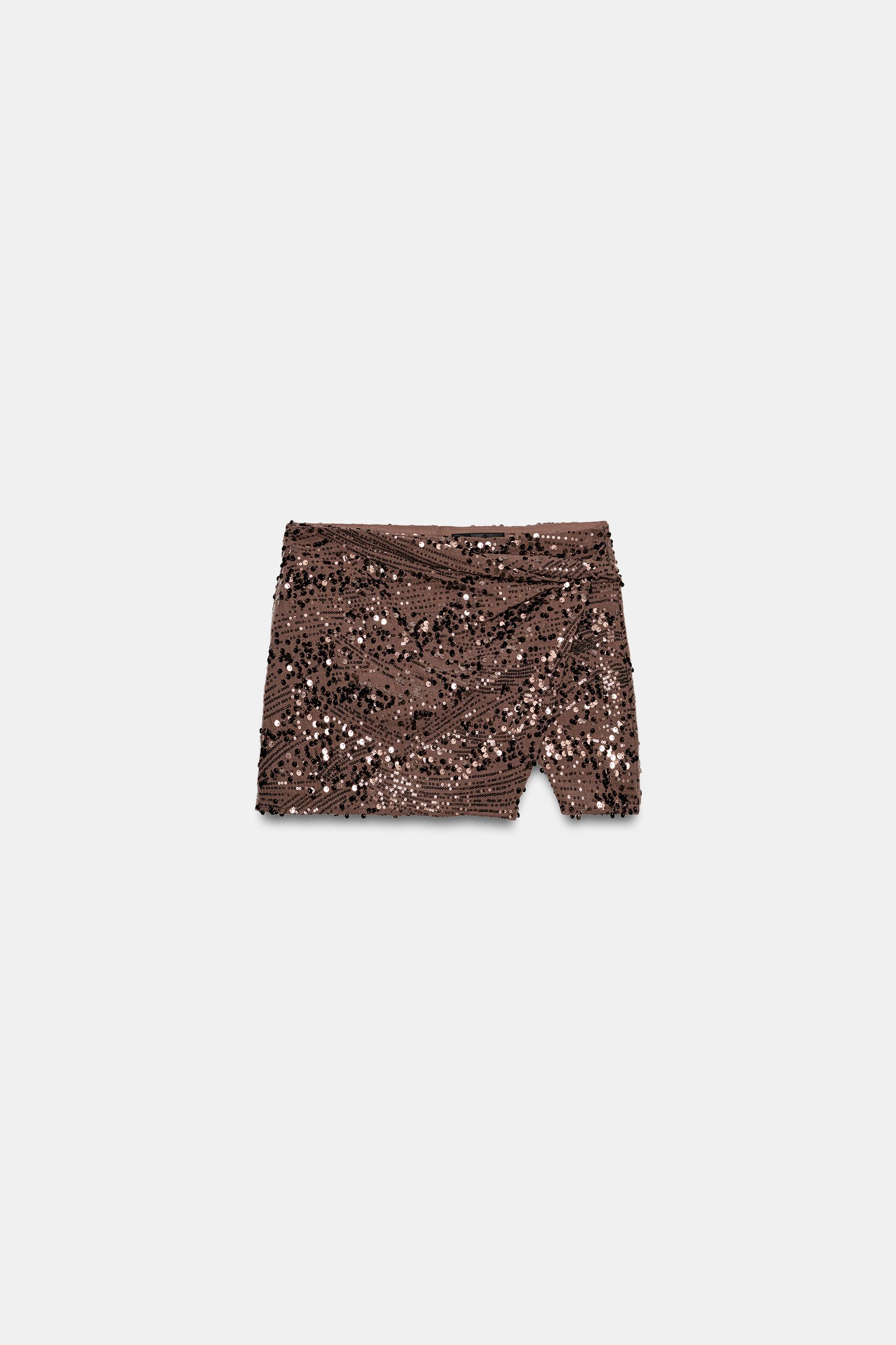 SEQUIN KNOTTED MINI SKORT by ZARA