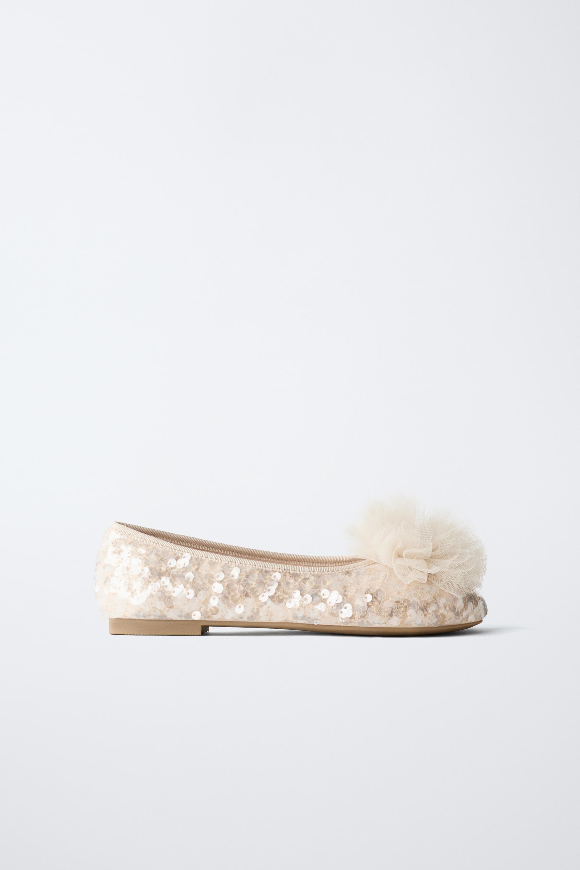 SEQUIN POM-POM BALLET FLATS by ZARA