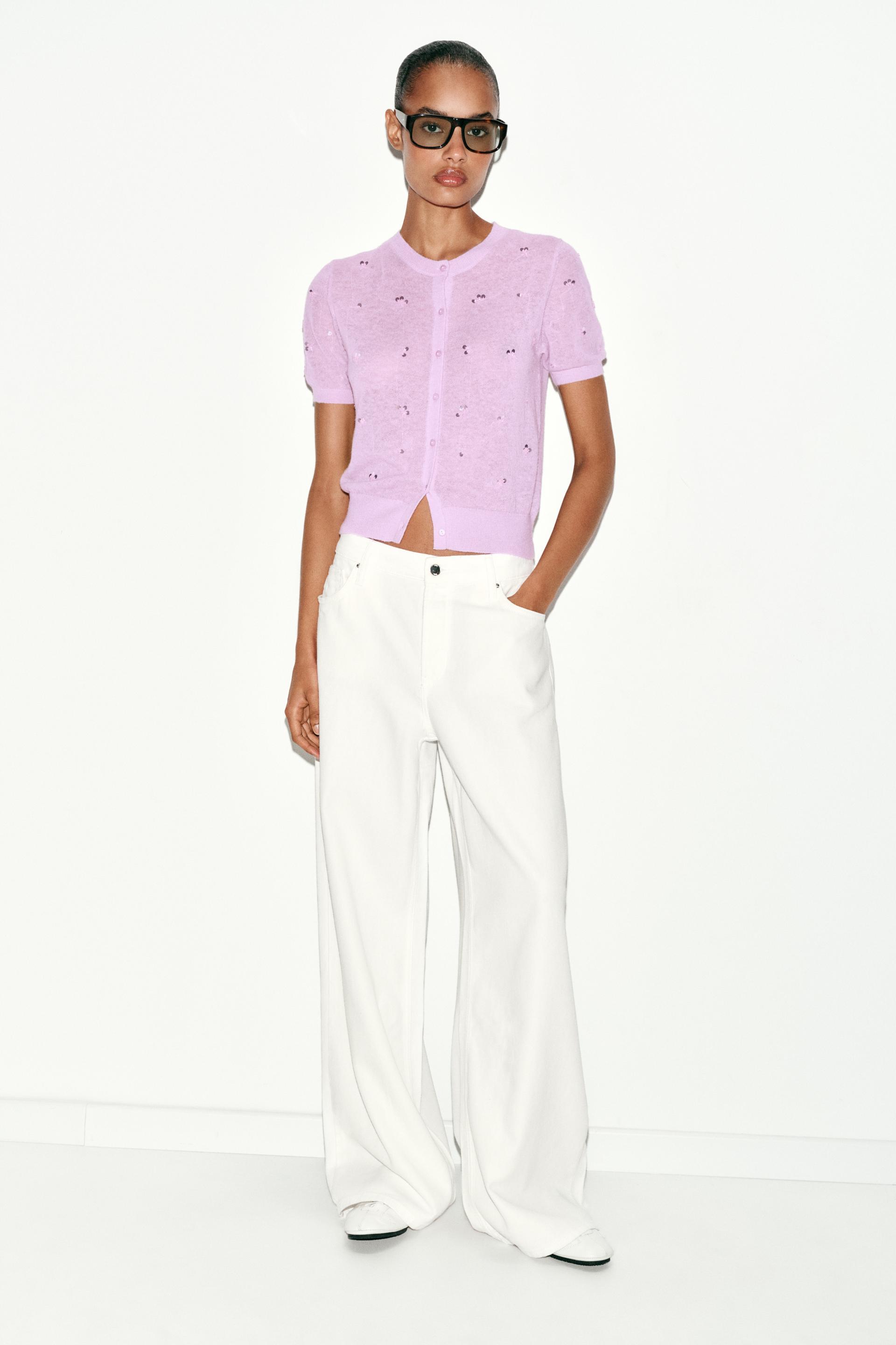 SEQUIN SHORT SLEEVE CARDIGAN by ZARA