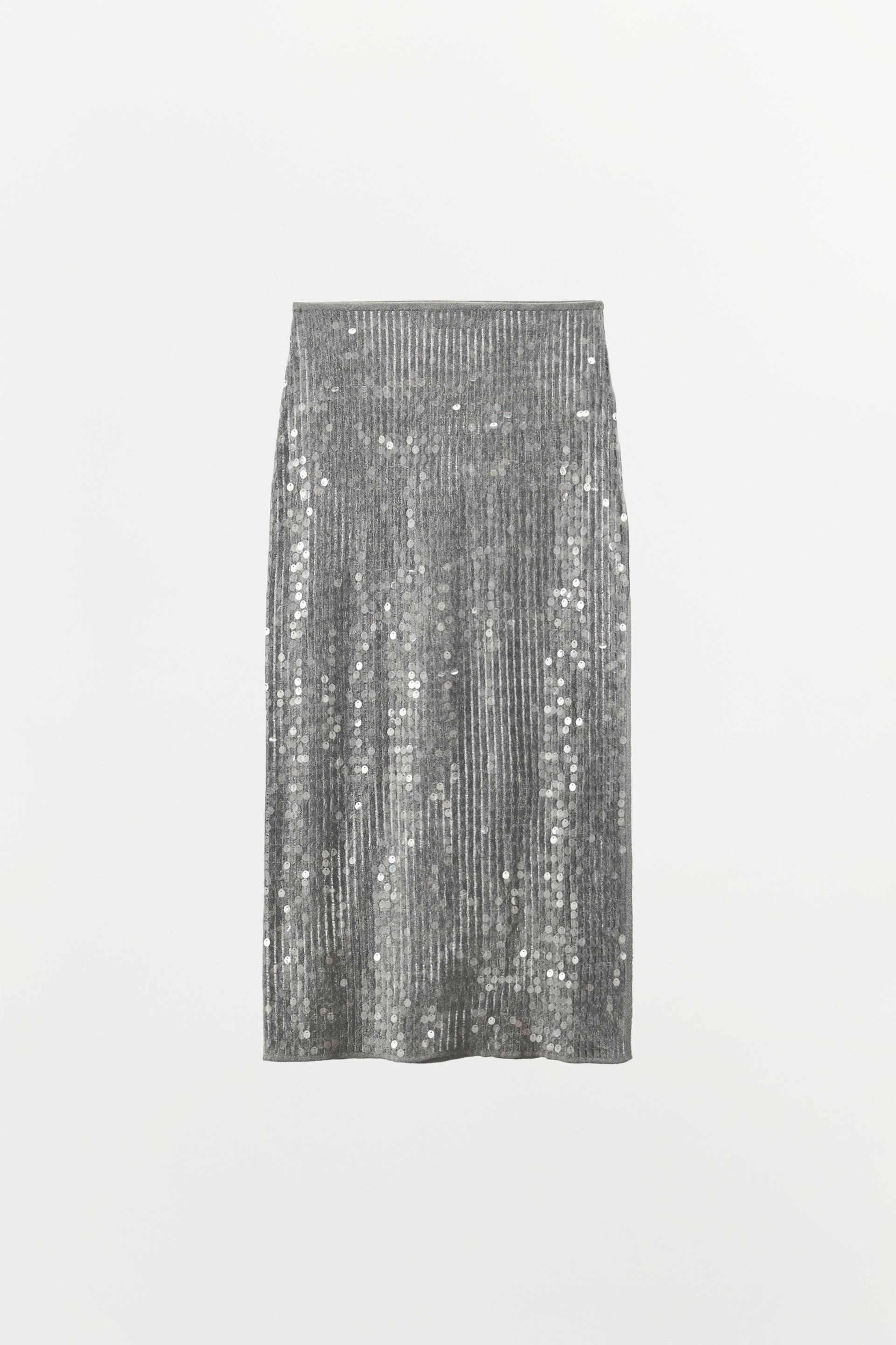SEQUIN SLIT MIDI SKIRT by ZARA