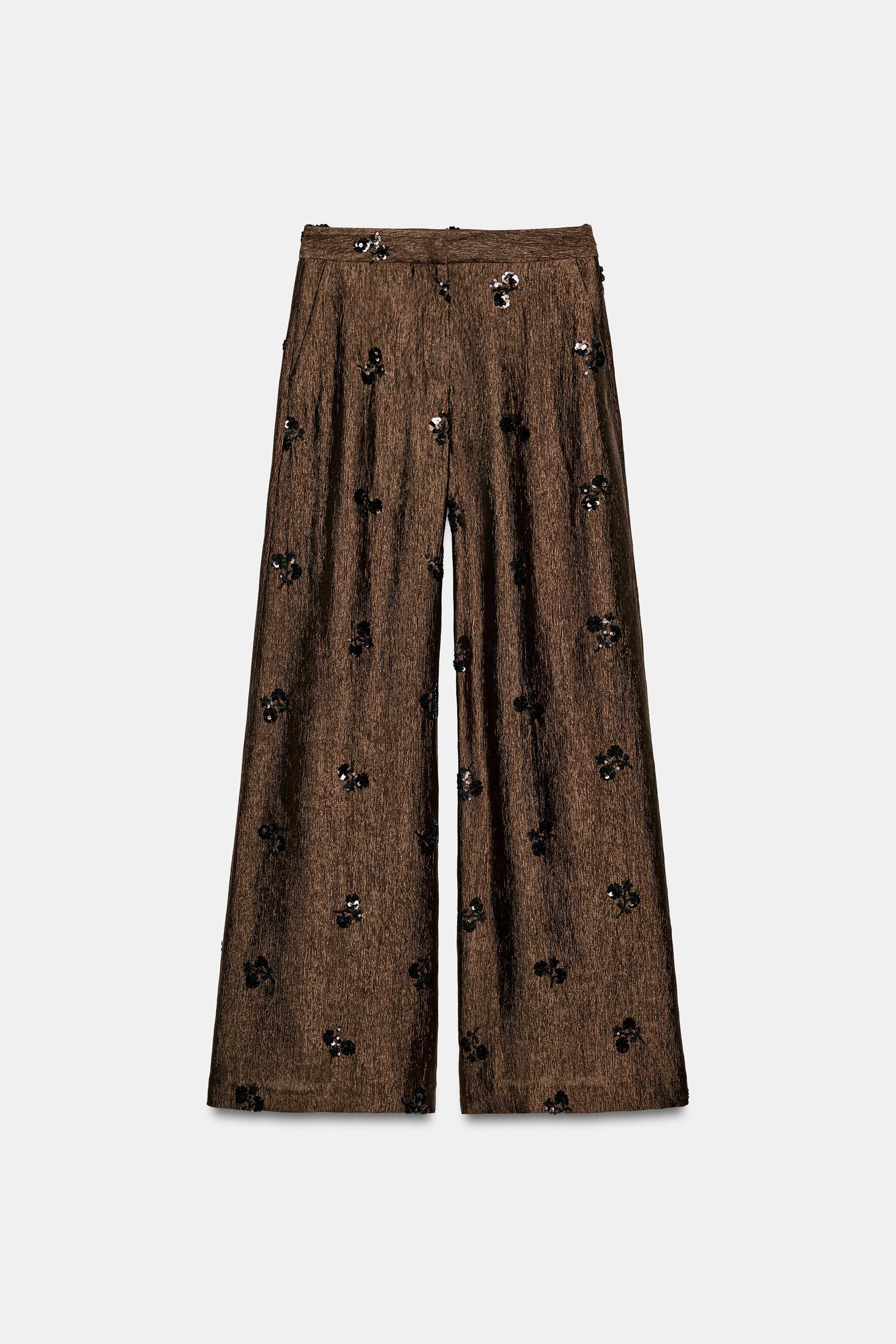 SEQUIN WIDE LEG PANTS by ZARA