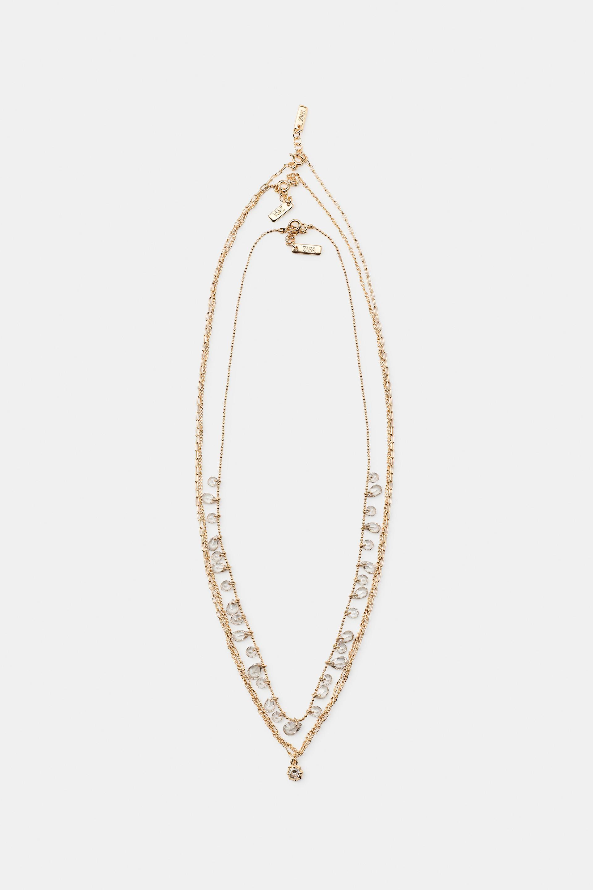 SET OF 3 FINE JEWELED NECKLACES by ZARA