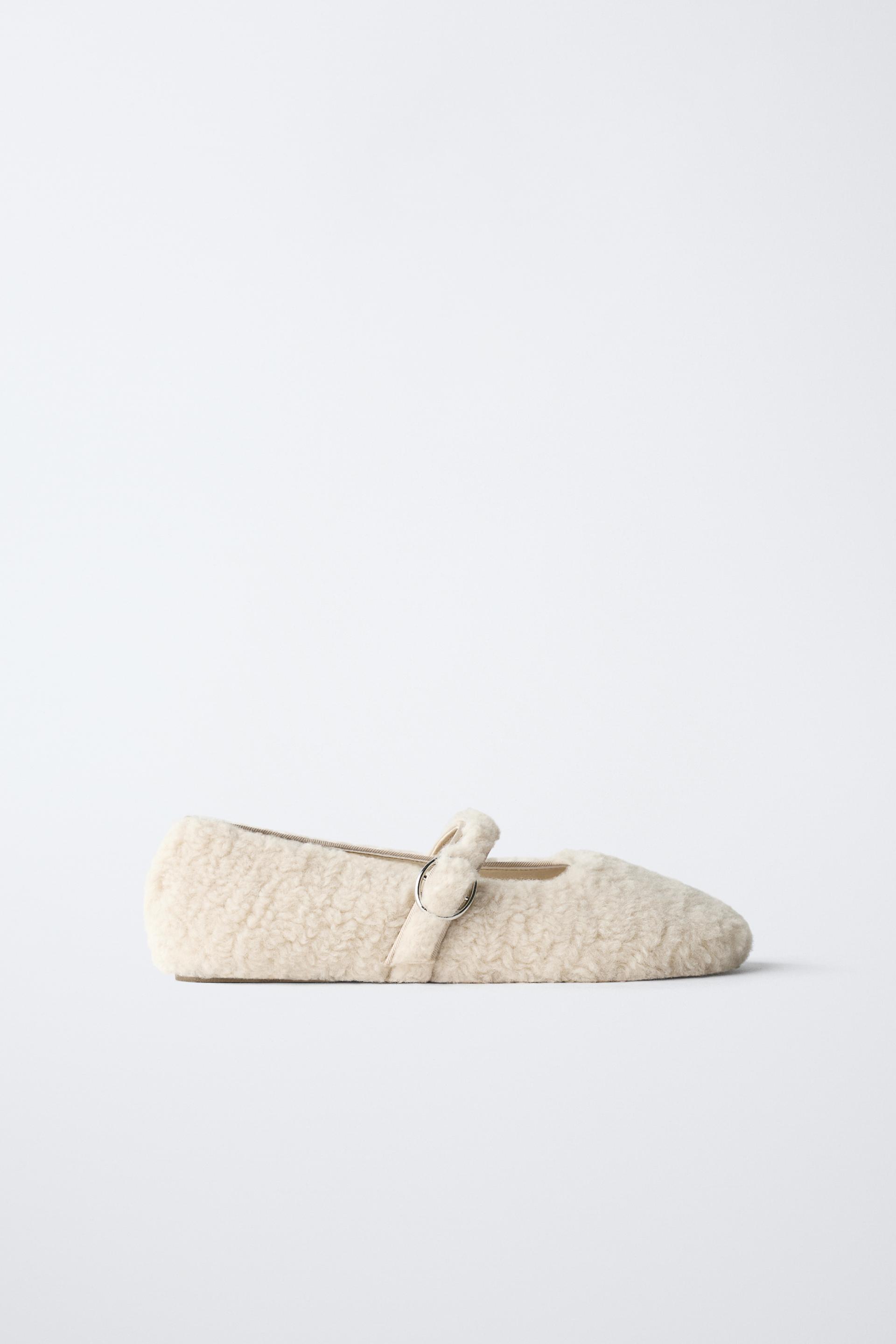 SHEARLING BALLET FLATS by ZARA