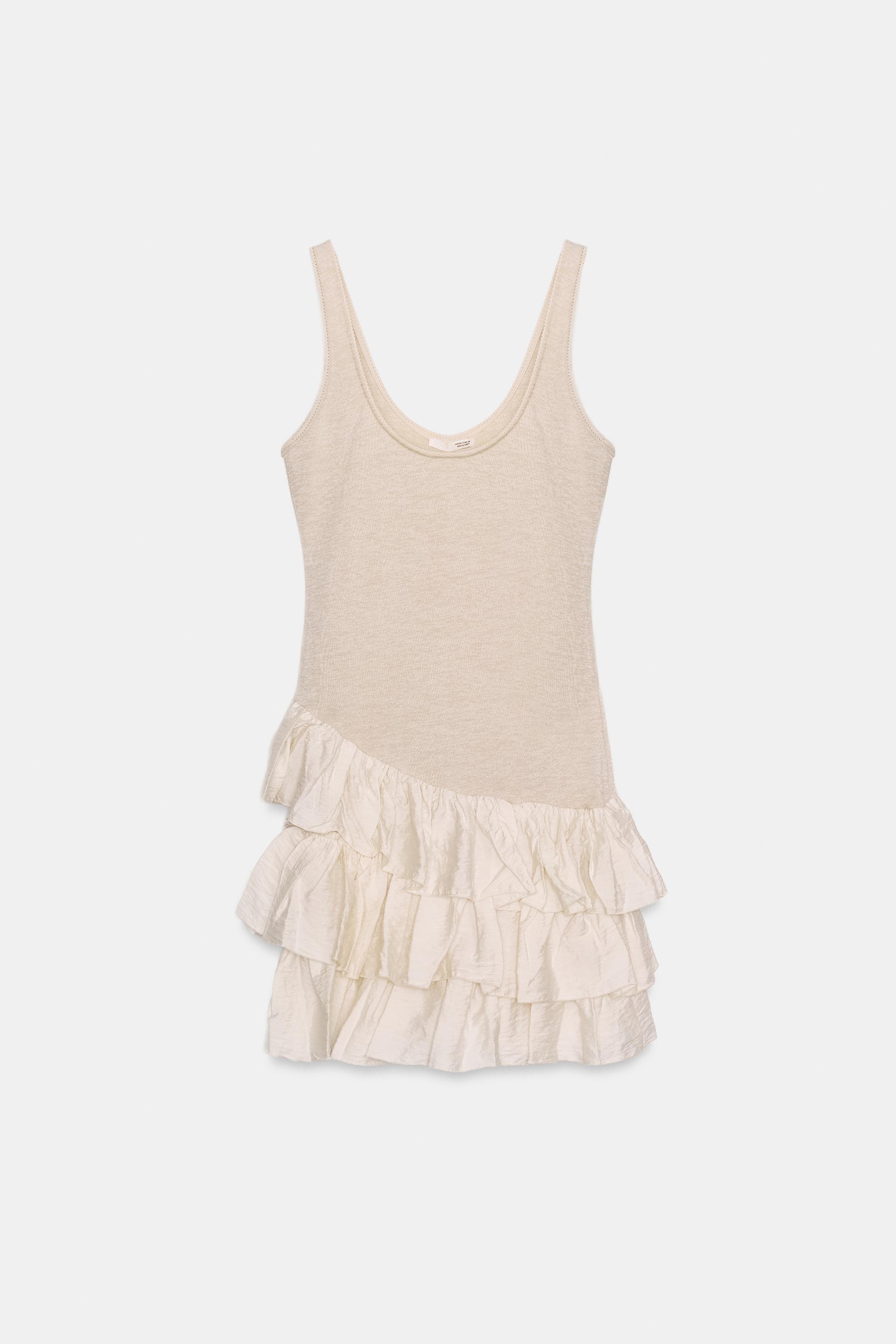 SHORT COMBINATION RUFFLE DRESS by ZARA