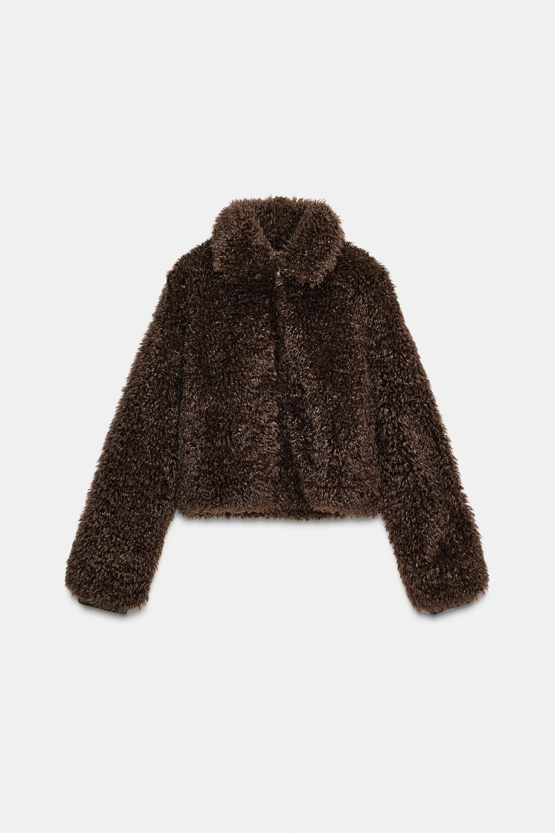 SHORT LONG FLEECE COAT by ZARA