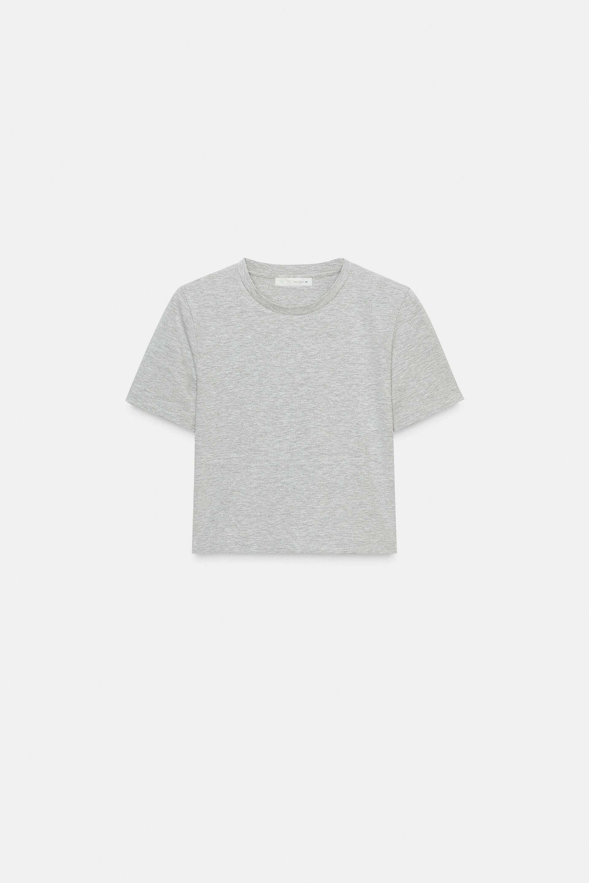 SHORT SLEEVE CROP TOP by ZARA