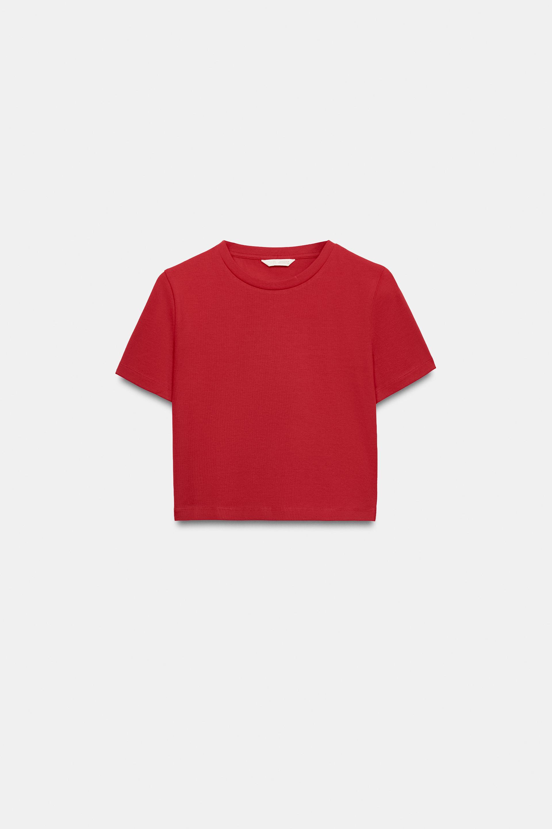 SHORT SLEEVE CROP TOP by ZARA