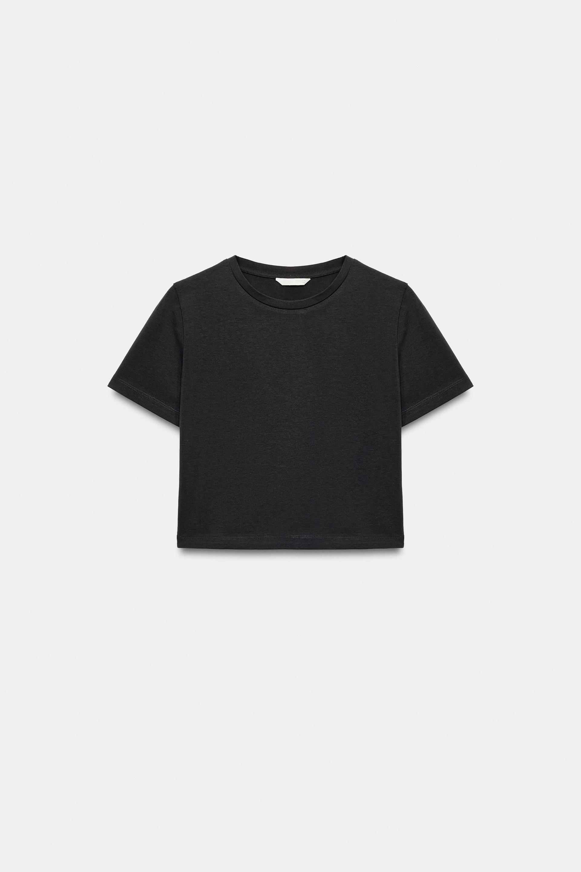 SHORT SLEEVE CROP TOP by ZARA