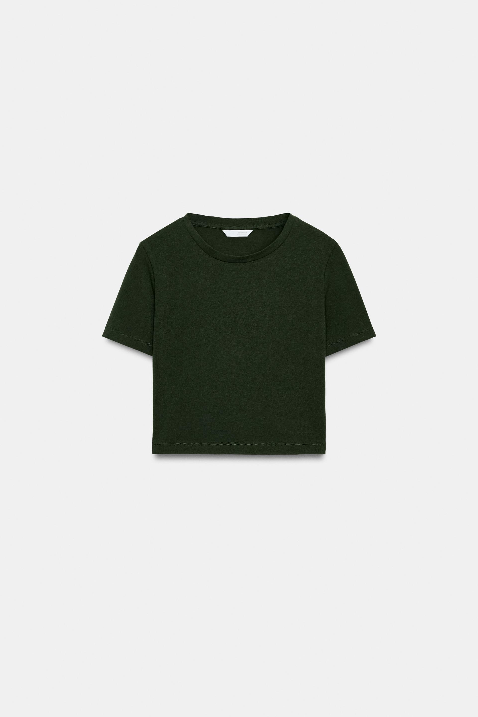 SHORT SLEEVE CROP TOP by ZARA